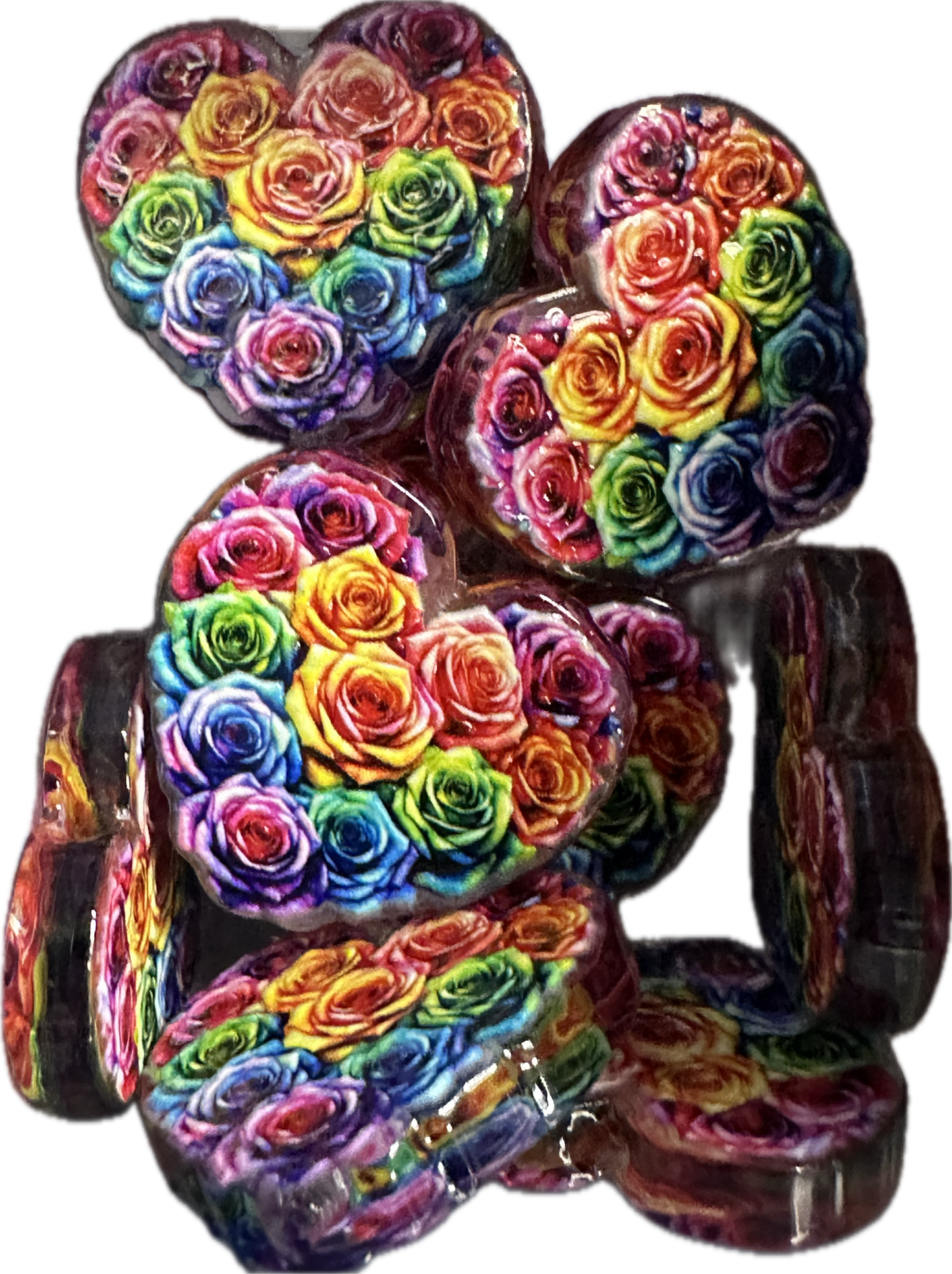 Abstract heart shaped roses acrylic focal bead- set of 2/ focal bead/ pen beading / keychain bead/