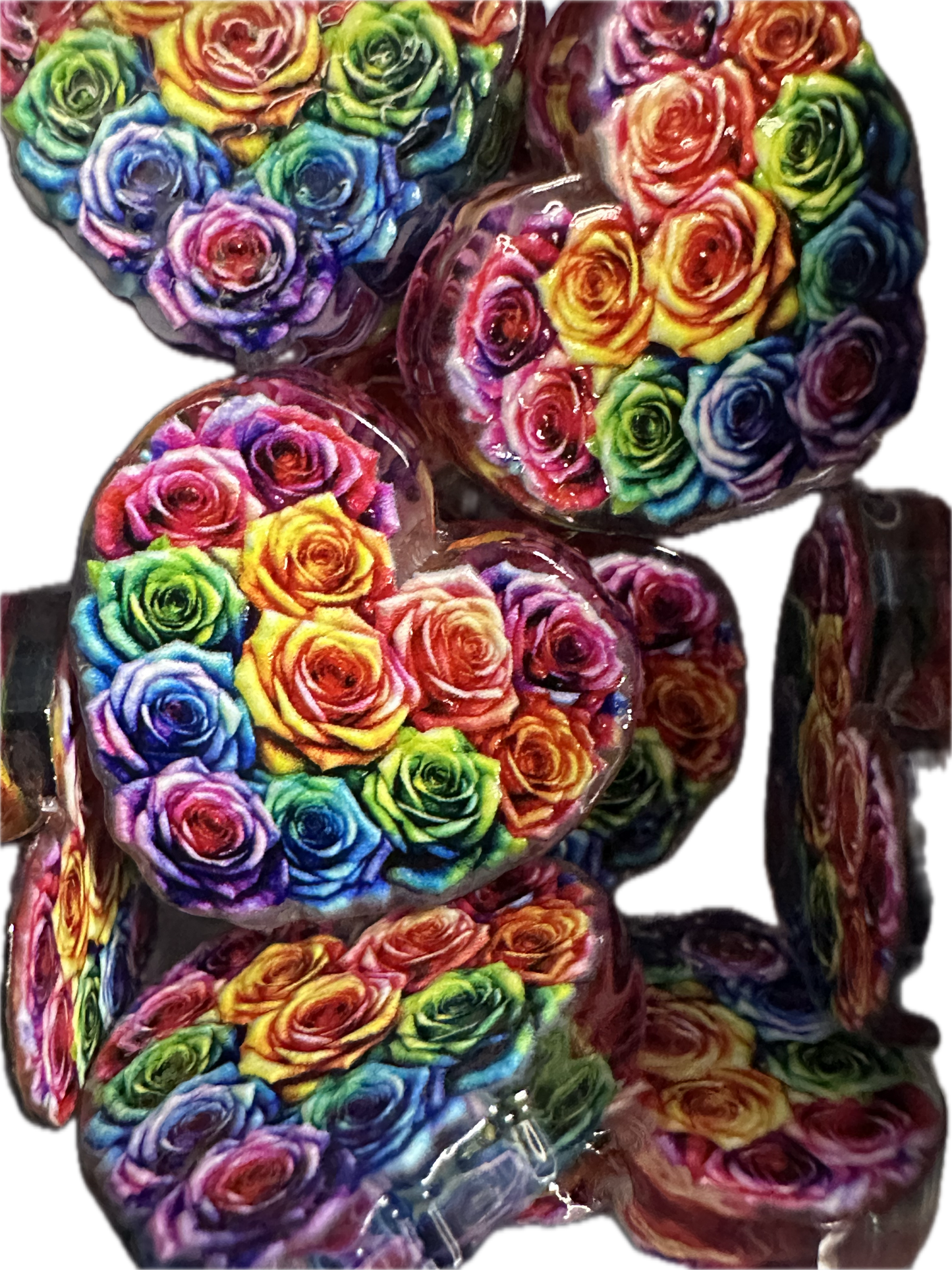 Abstract heart shaped roses acrylic focal bead- set of 2/ focal bead/ pen beading / keychain bead/