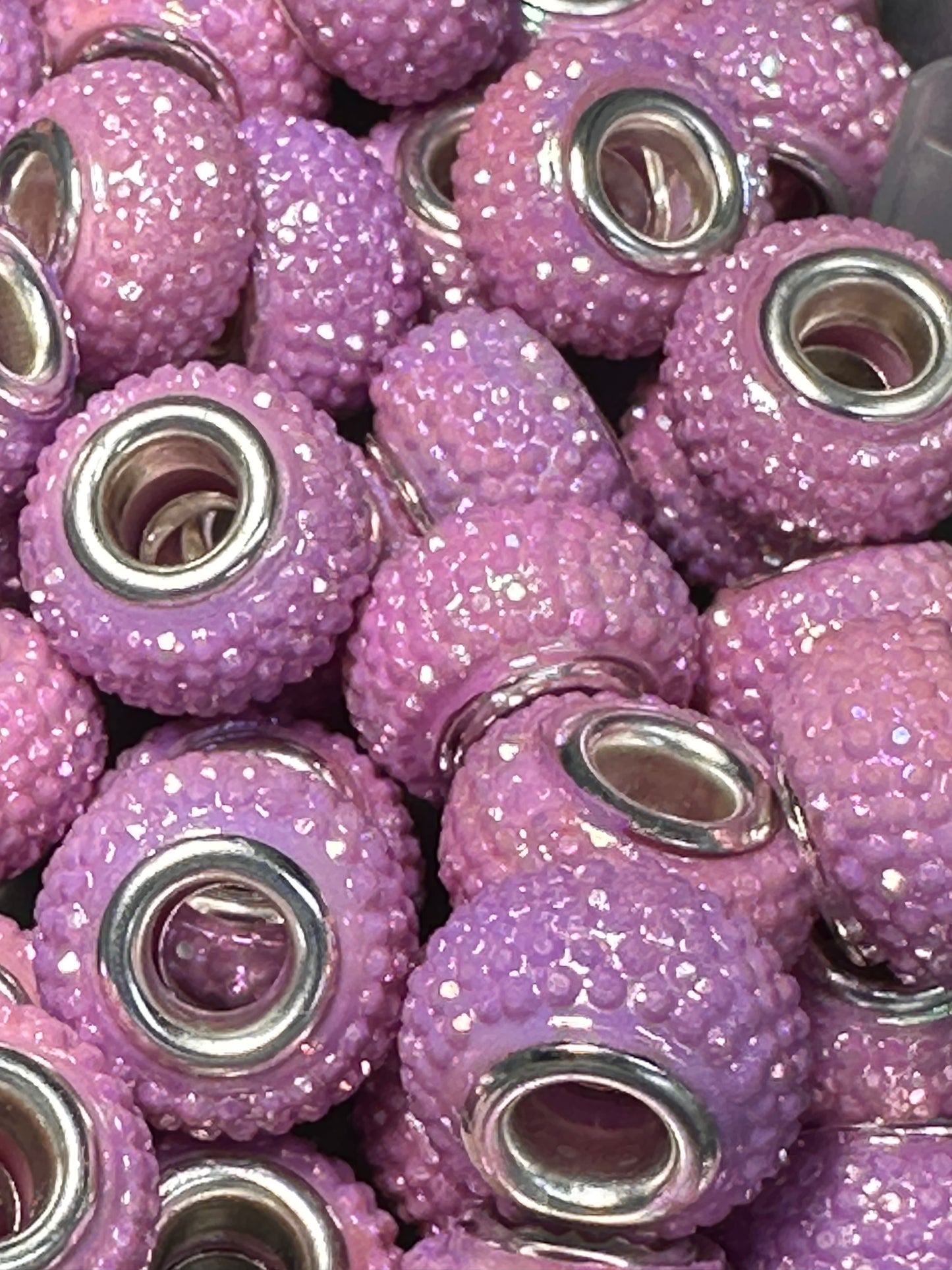 Rhinestone fancy spacer beads- Purple-ish Pink / jewelry/ pen beads/ keychain bead/ DIY/ set of 10