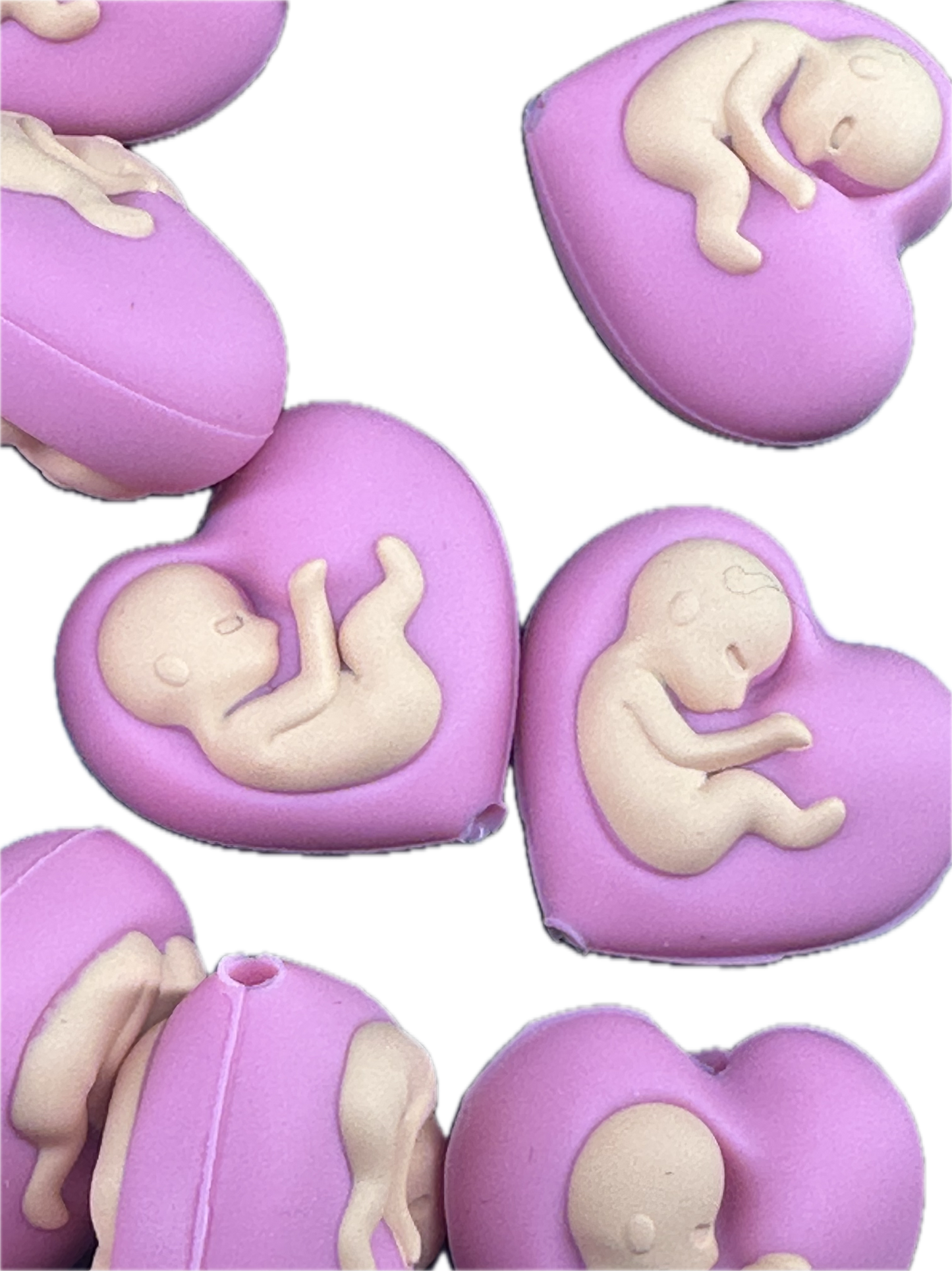 3D baby in Heart silicone focal /Love beads/ beadable pen/ Silicone bead/ keychain bead/Valentines Day hearts/ pregnancy/pregnant