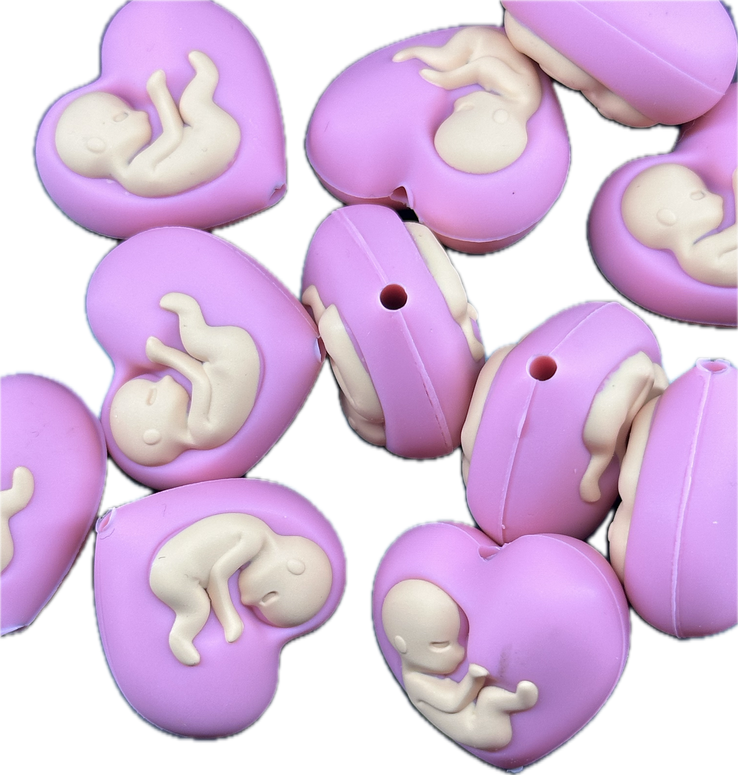 3D baby in Heart silicone focal /Love beads/ beadable pen/ Silicone bead/ keychain bead/Valentines Day hearts/ pregnancy/pregnant