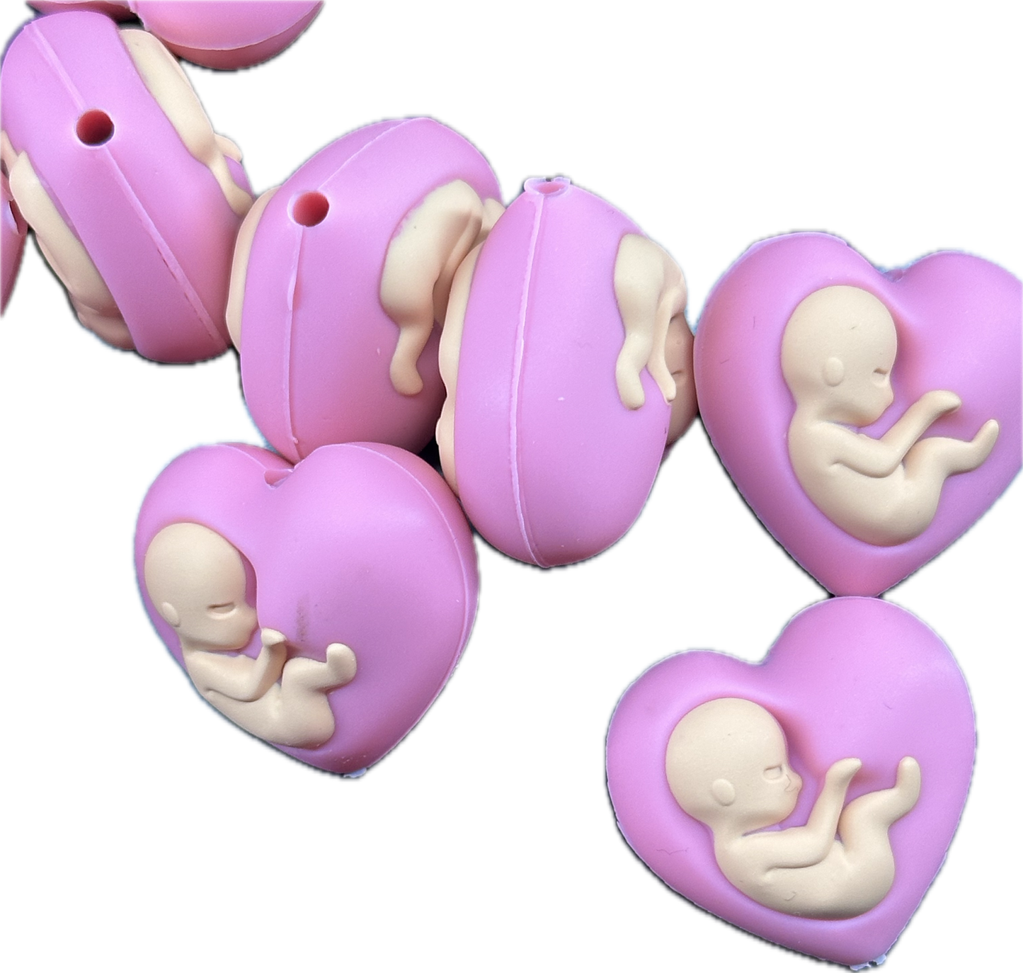 3D baby in Heart silicone focal /Love beads/ beadable pen/ Silicone bead/ keychain bead/Valentines Day hearts/ pregnancy/pregnant