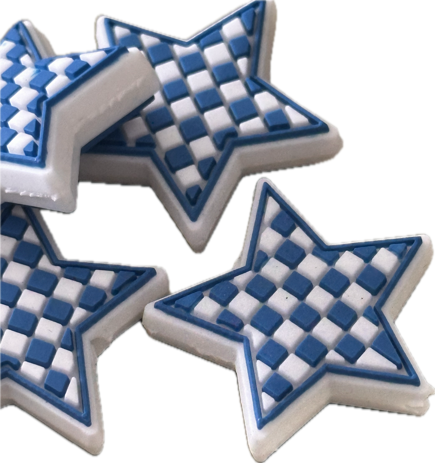 Checkered blue star Focal Bead