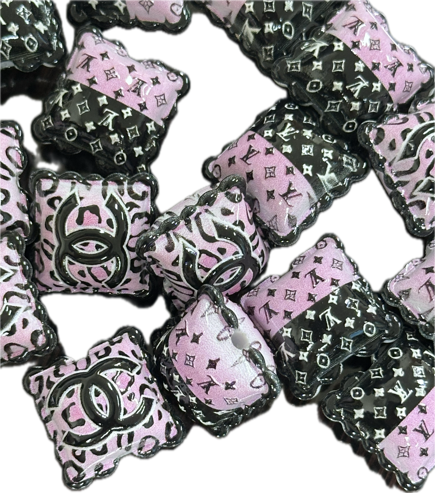 Favorite fancy pillow acrylic focal bead- set of 2/ focal bead/ pen beading / keychain bead/choose from two designers