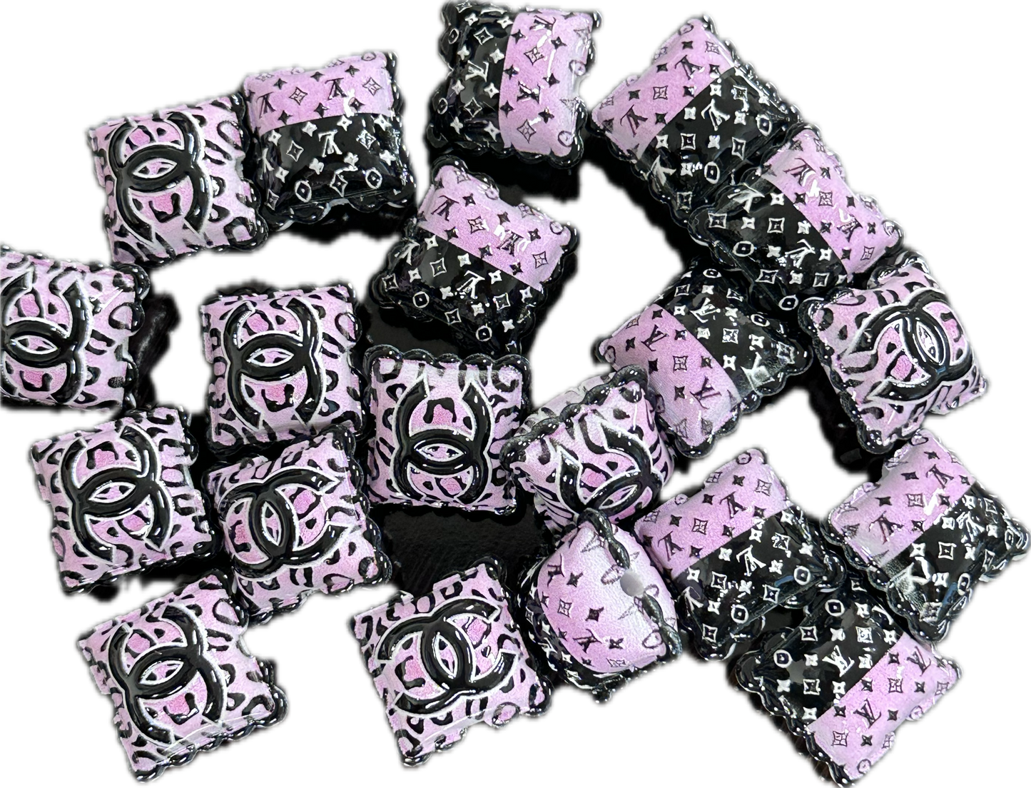 Favorite fancy pillow acrylic focal bead- set of 2/ focal bead/ pen beading / keychain bead/choose from two designers