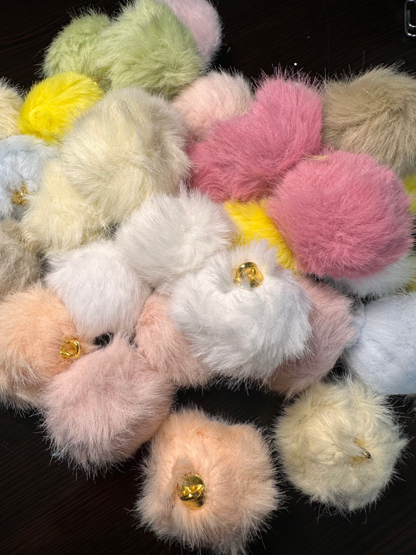 35mm pastel fluffy Pom Pom pendant/ keychain bead/ puffy bead/ fur ball/ ten (5) Pom poms