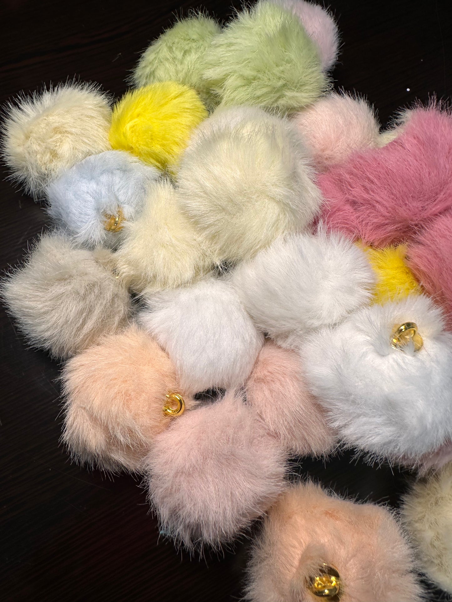 35mm pastel fluffy Pom Pom pendant/ keychain bead/ puffy bead/ fur ball/ ten (5) Pom poms