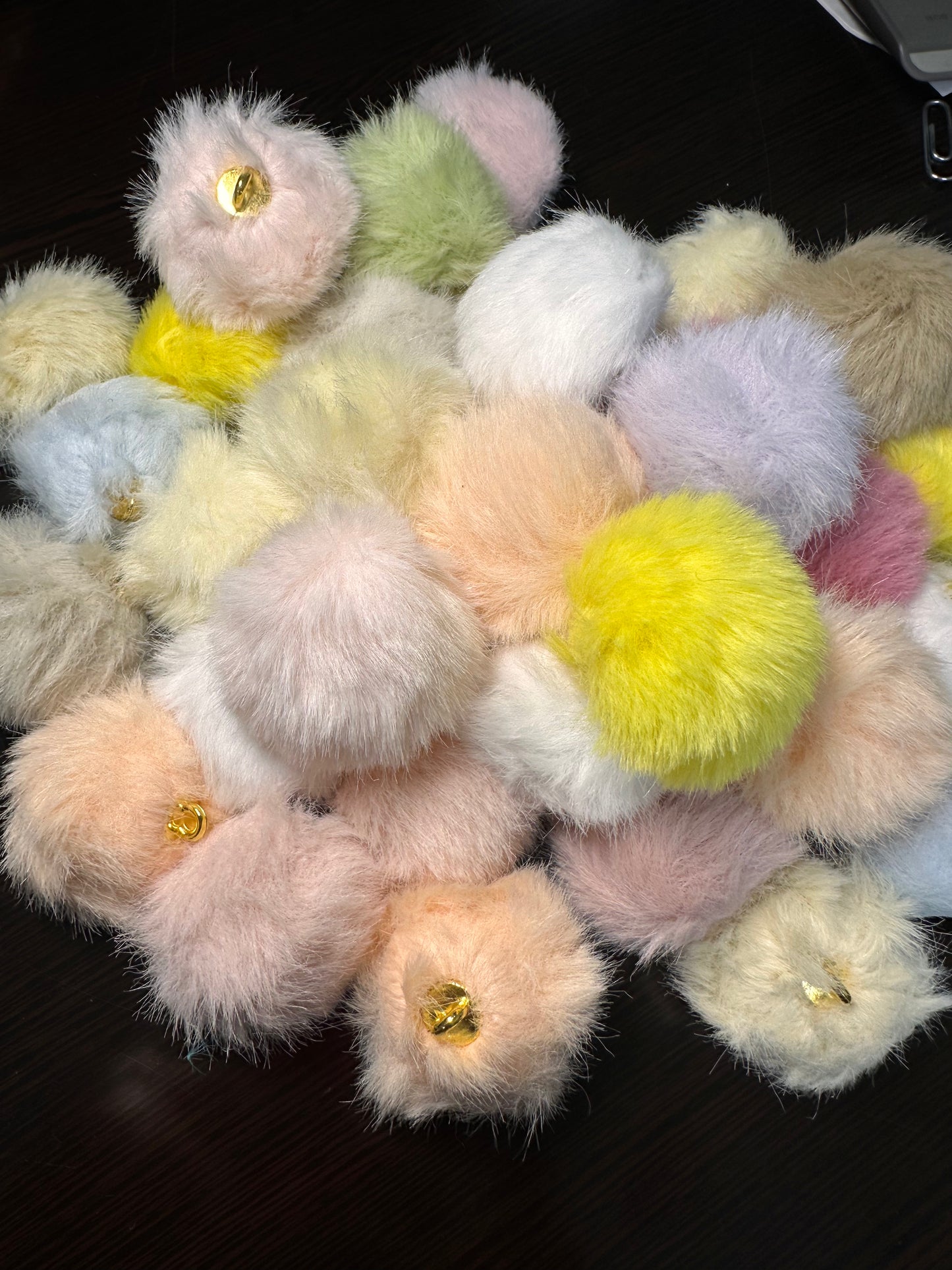 35mm pastel fluffy Pom Pom pendant/ keychain bead/ puffy bead/ fur ball/ ten (5) Pom poms