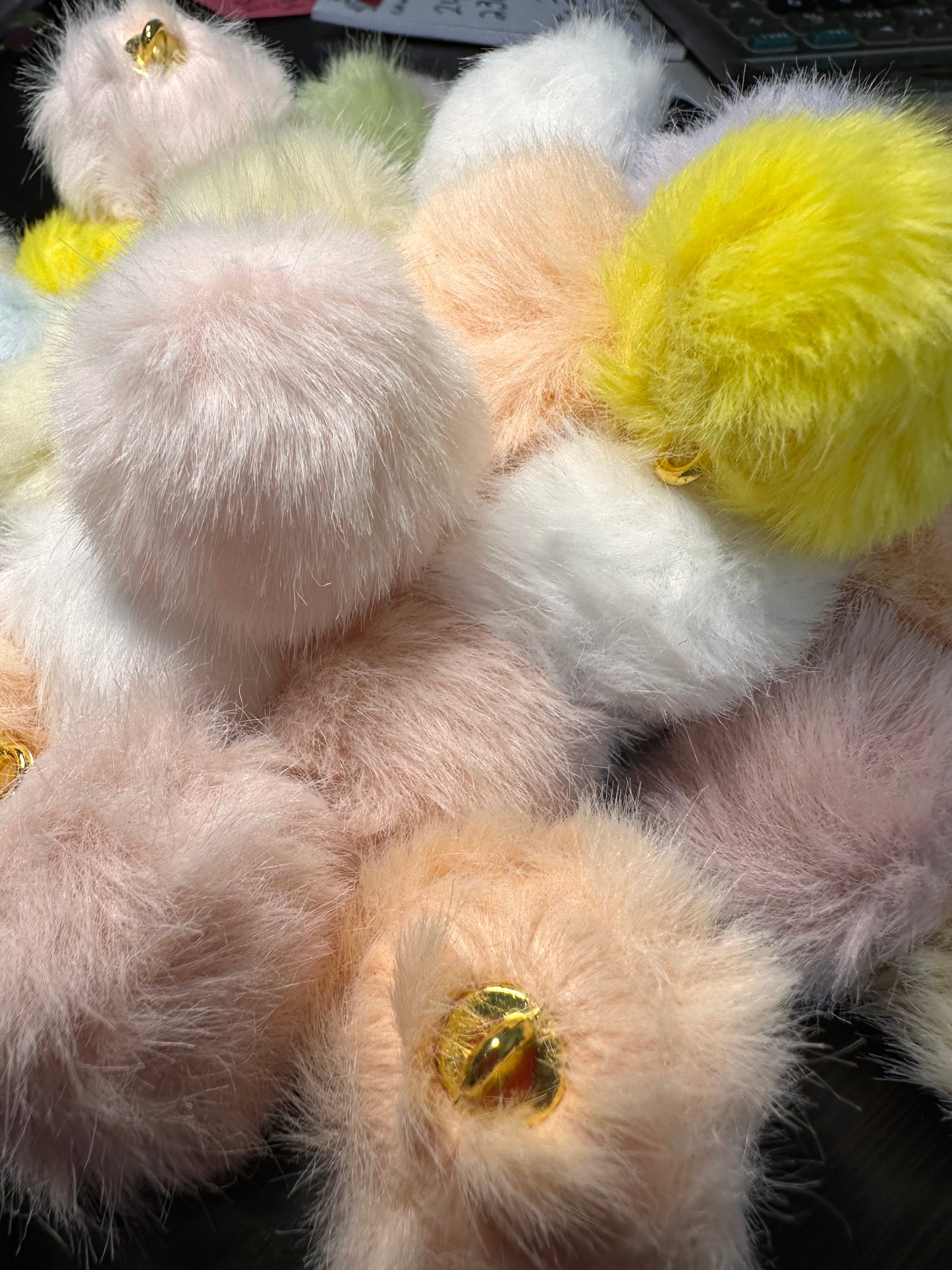 35mm pastel fluffy Pom Pom pendant/ keychain bead/ puffy bead/ fur ball/ ten (5) Pom poms