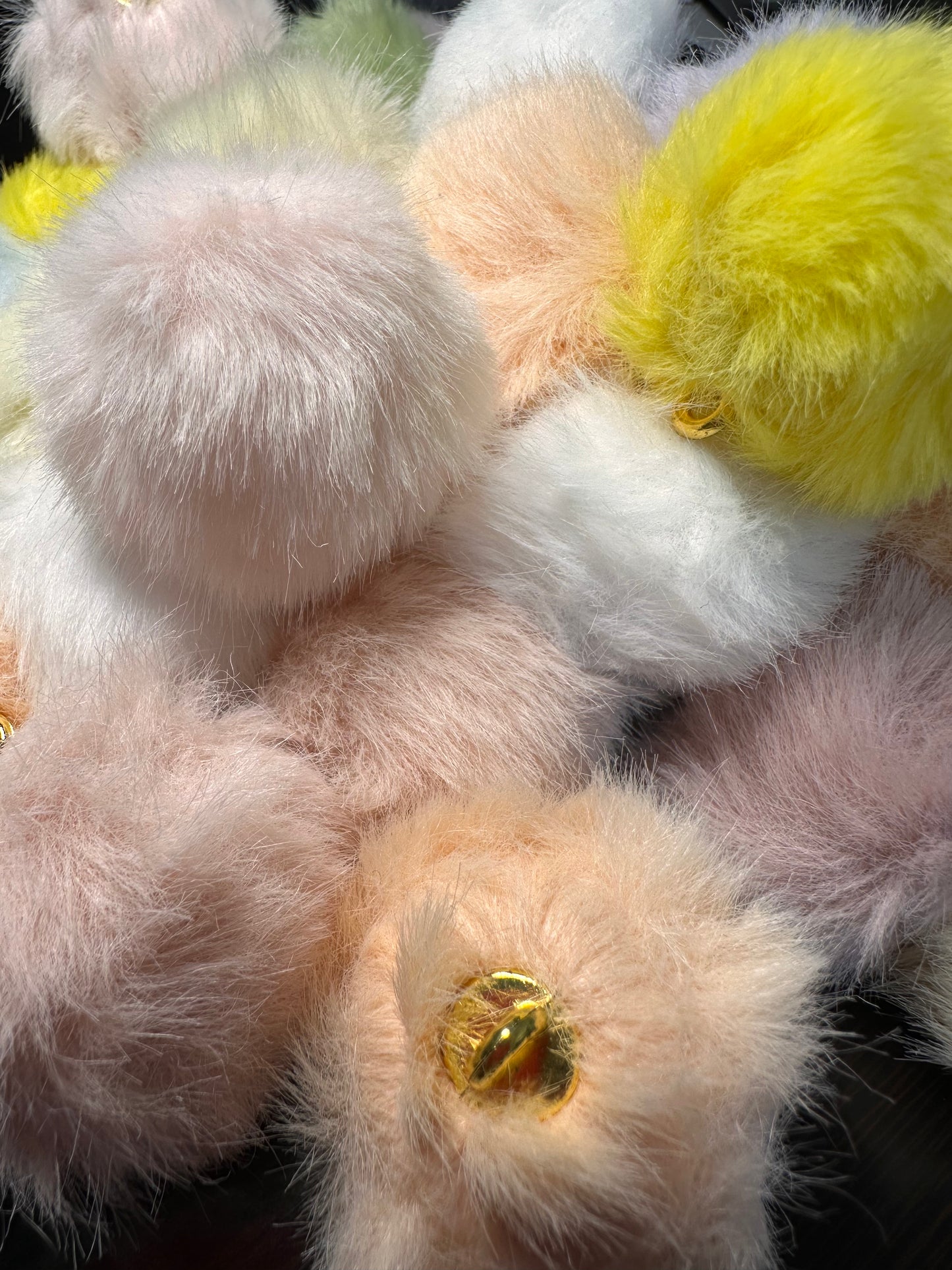 35mm pastel fluffy Pom Pom pendant/ keychain bead/ puffy bead/ fur ball/ ten (5) Pom poms
