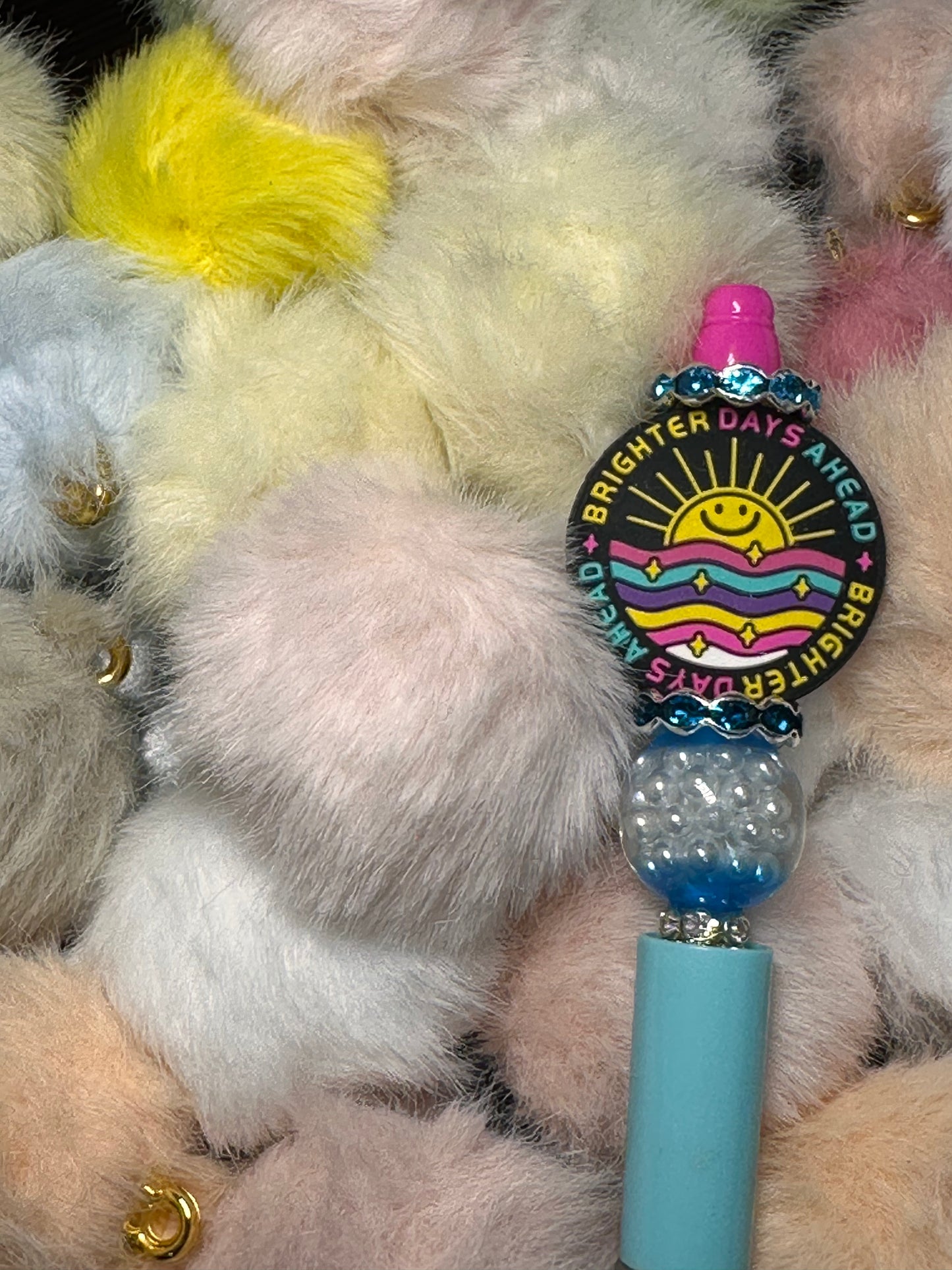 35mm pastel fluffy Pom Pom pendant/ keychain bead/ puffy bead/ fur ball/ ten (5) Pom poms