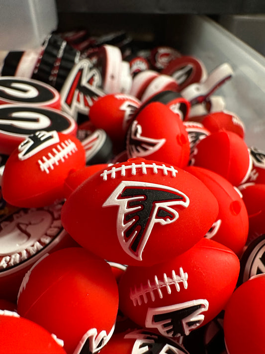 3D football shaped Atlanta Falcons focal bead / football / #3