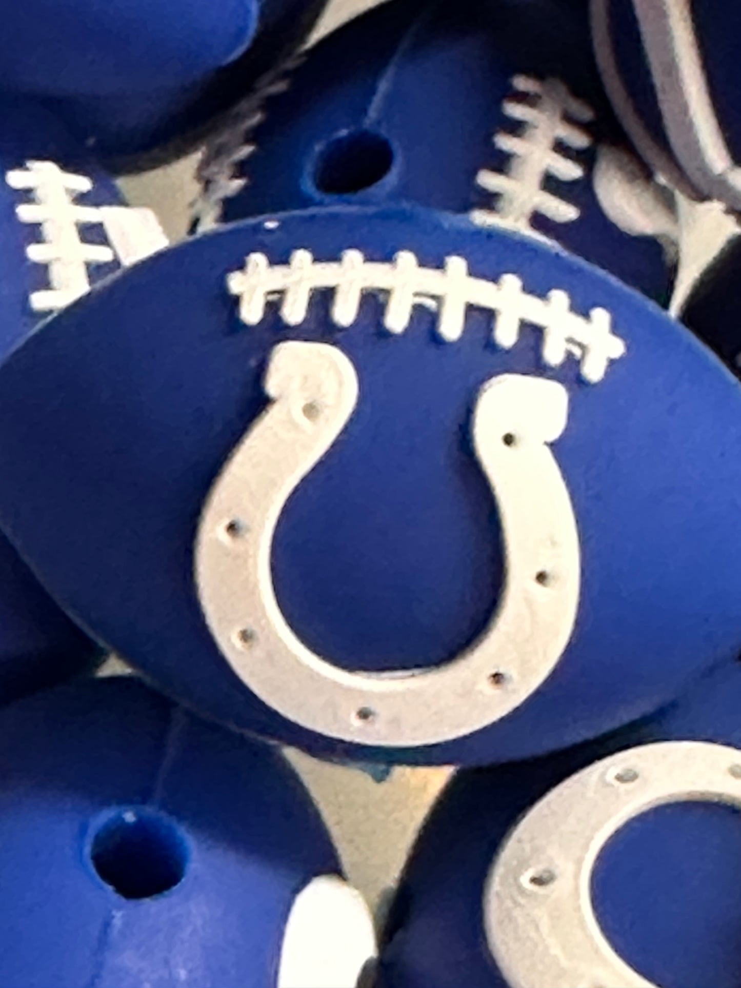 3D football shaped Indianapolis Colts focal bead #2/ horse shoe