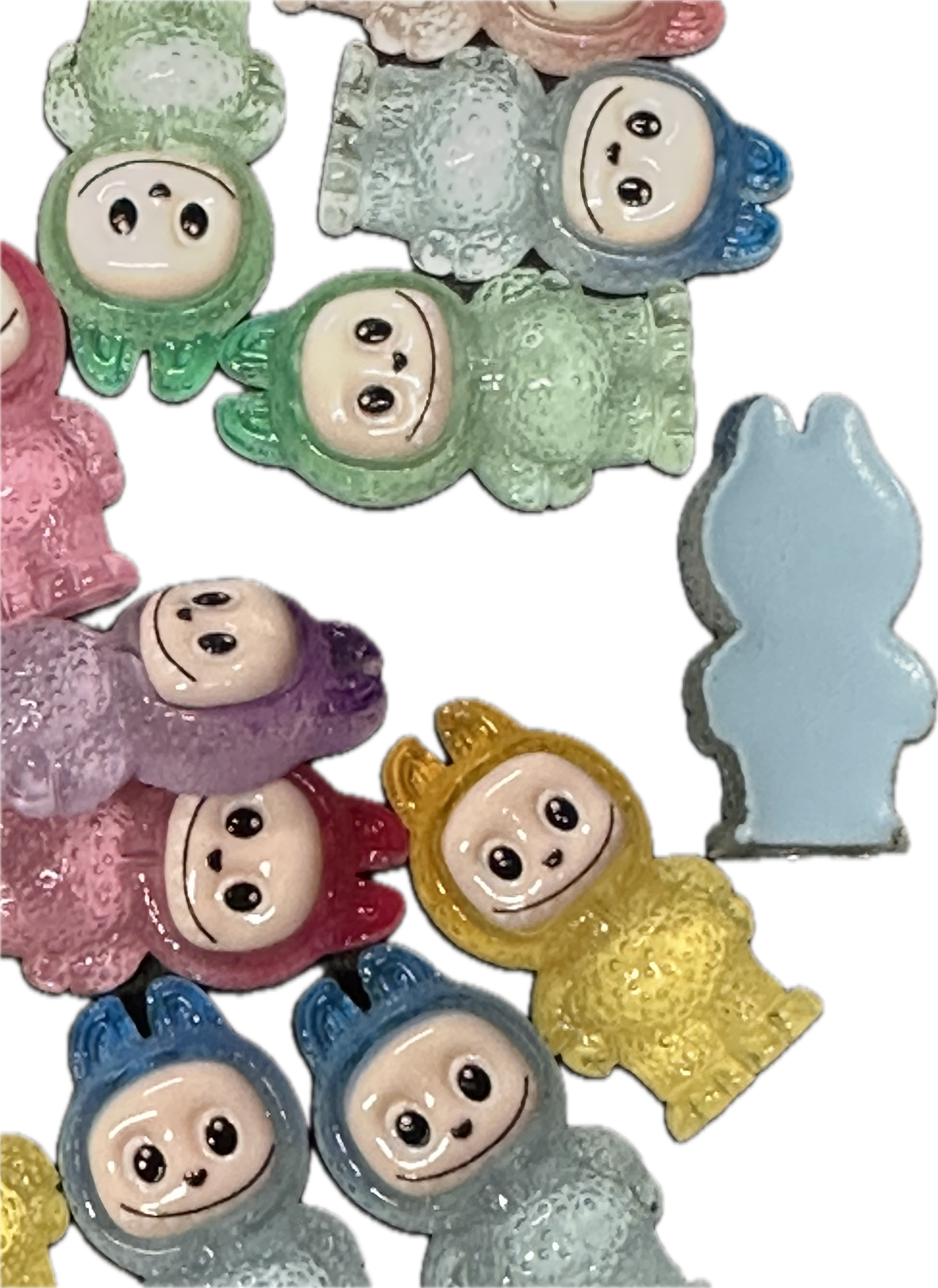 Glue On Labubu Charms – Flat Back Embellishments for DIY Crafts- Set of 5 / DIY -phone cases, shoe charms, bag charms