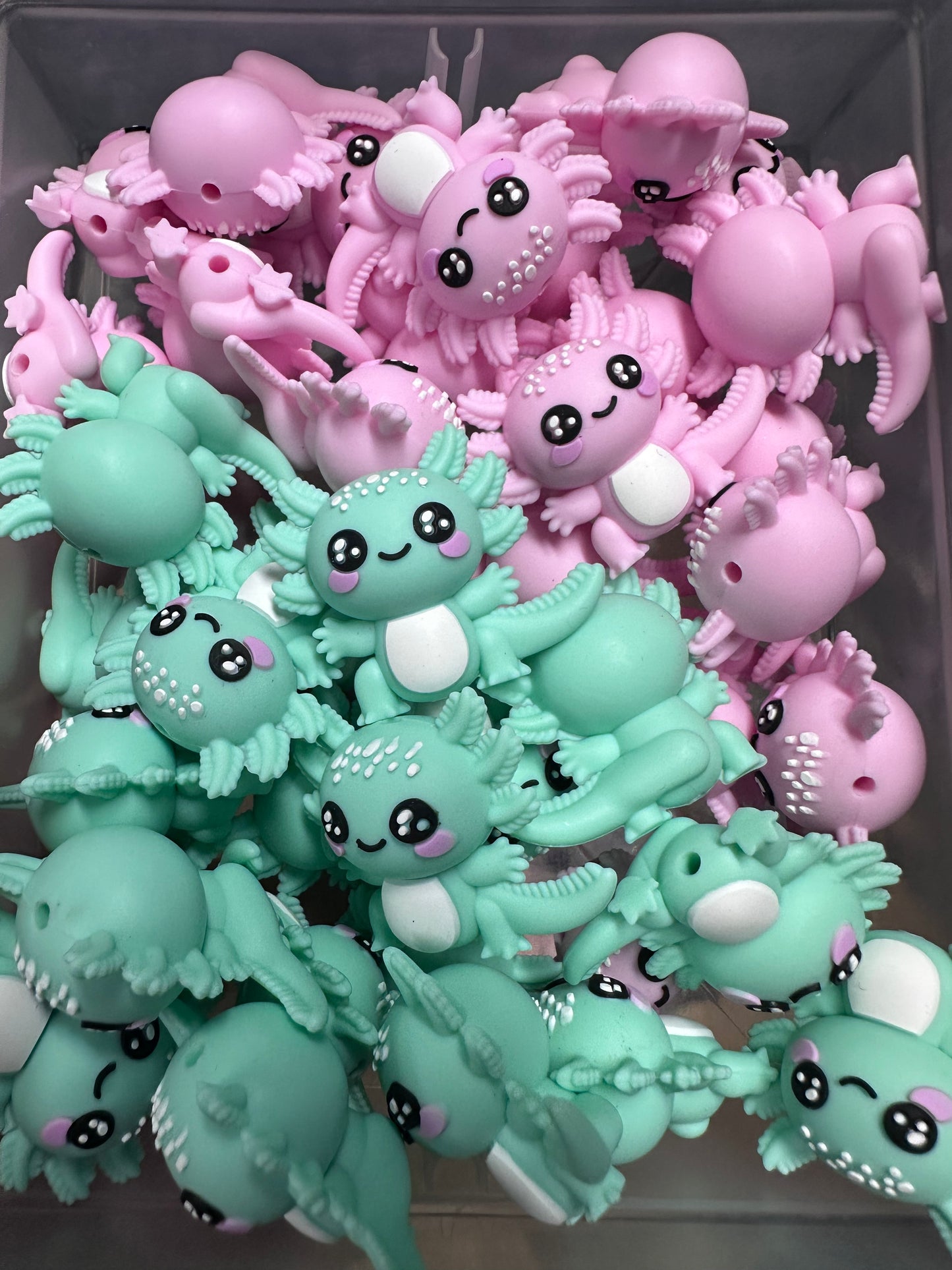 Axolotl 3D silicone focal bead/ pen bead/ keychain bead / salamander