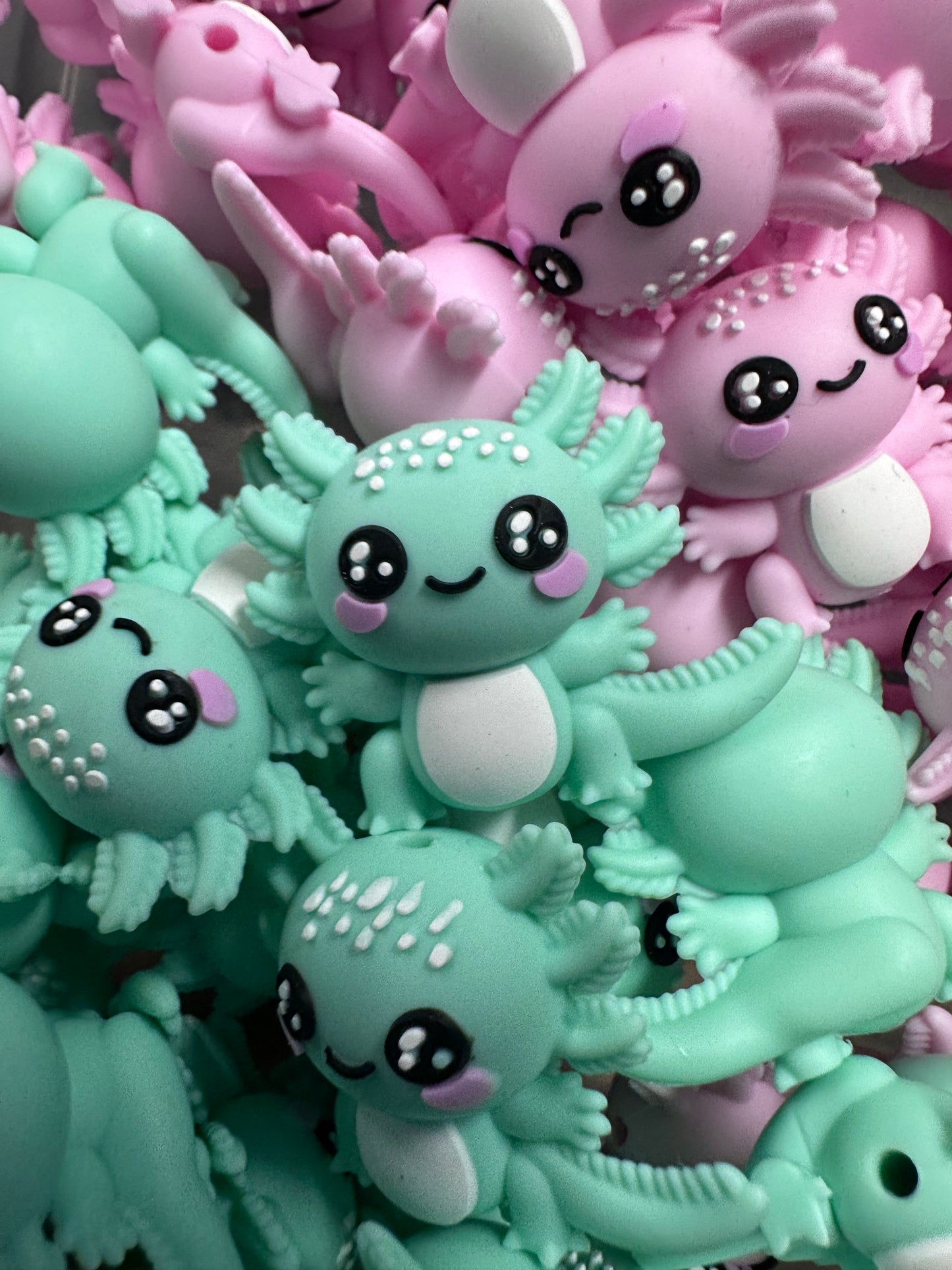 Axolotl 3D silicone focal bead/ pen bead/ keychain bead / salamander