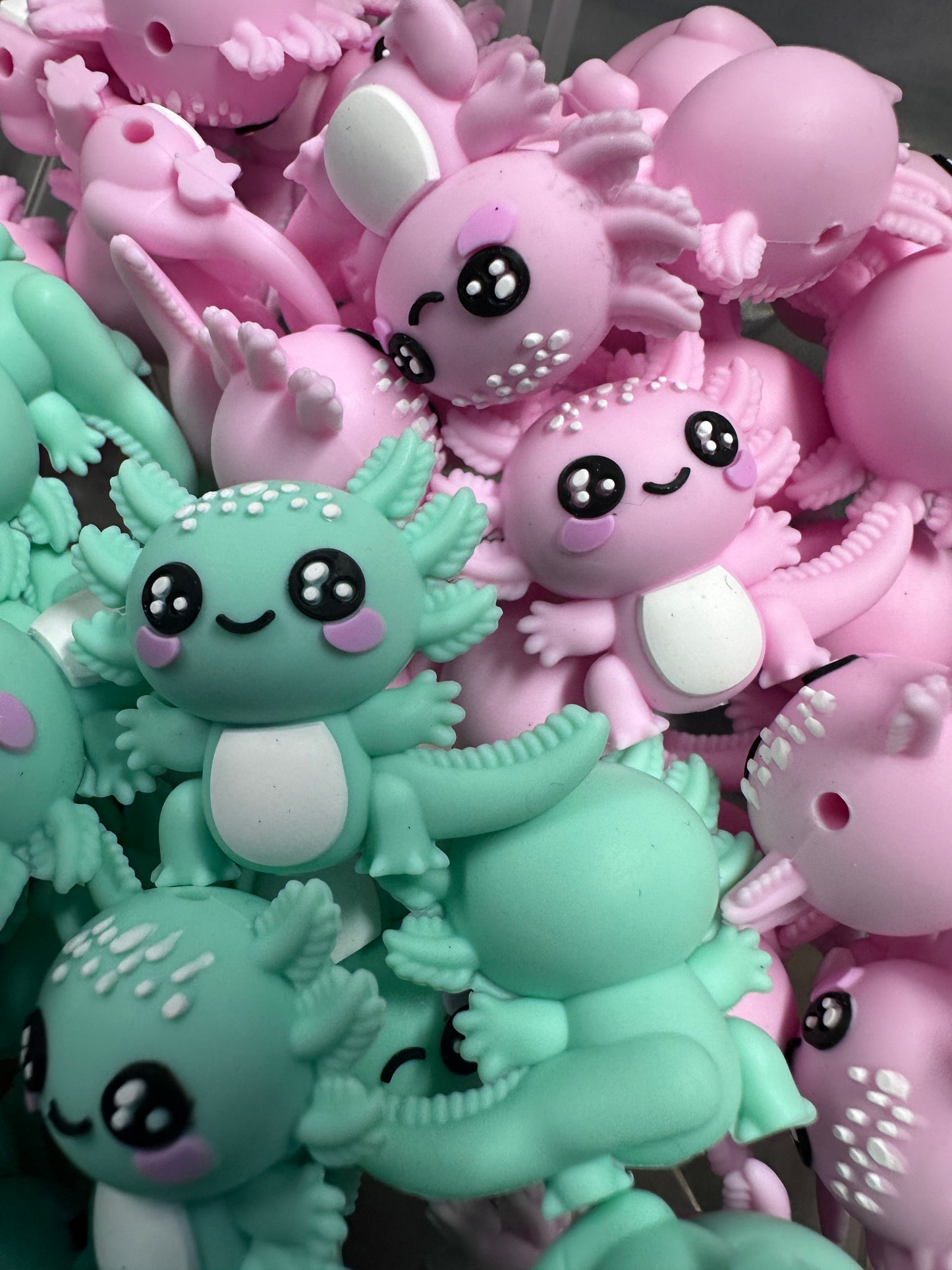 Axolotl 3D silicone focal bead/ pen bead/ keychain bead / salamander