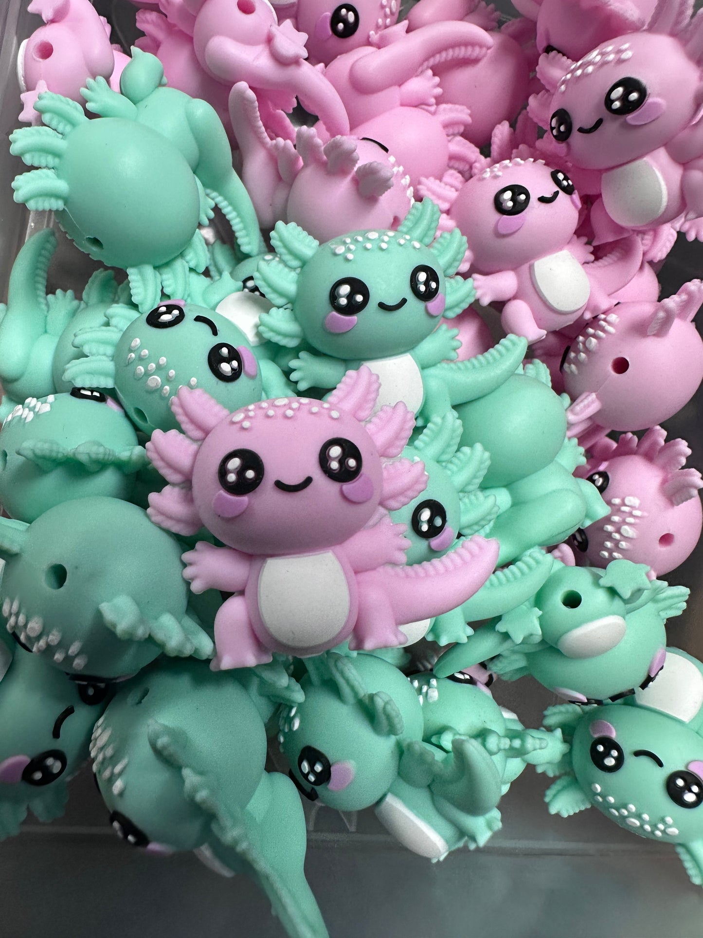 Axolotl 3D silicone focal bead/ pen bead/ keychain bead / salamander