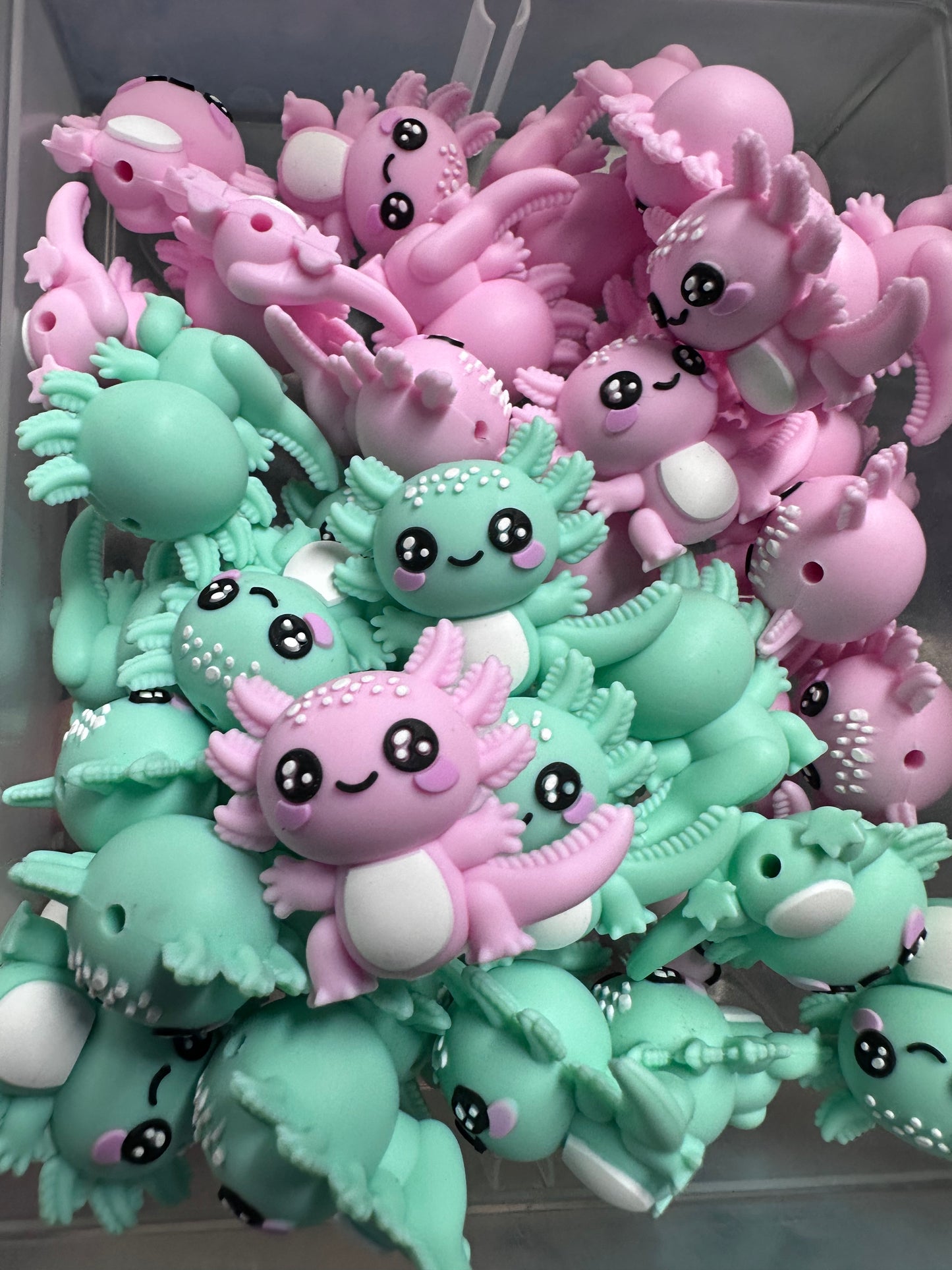 Axolotl 3D silicone focal bead/ pen bead/ keychain bead / salamander