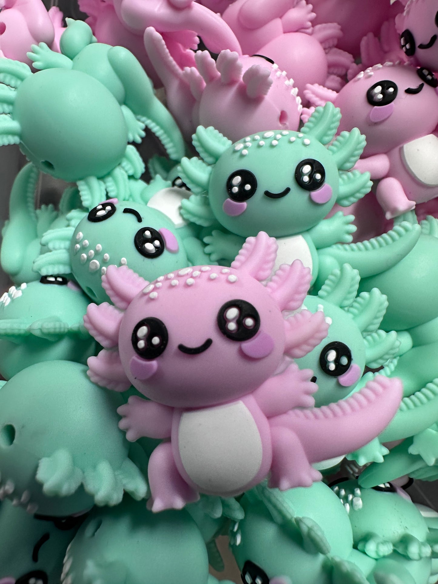 Axolotl 3D silicone focal bead/ pen bead/ keychain bead / salamander