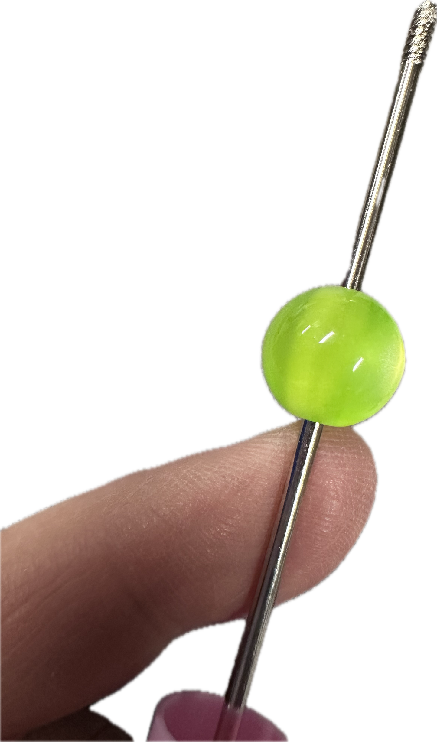 Lime Green Cat Eye Beads – Glossy Round Acrylic – Set of 10 (not for beadable items) -10mm