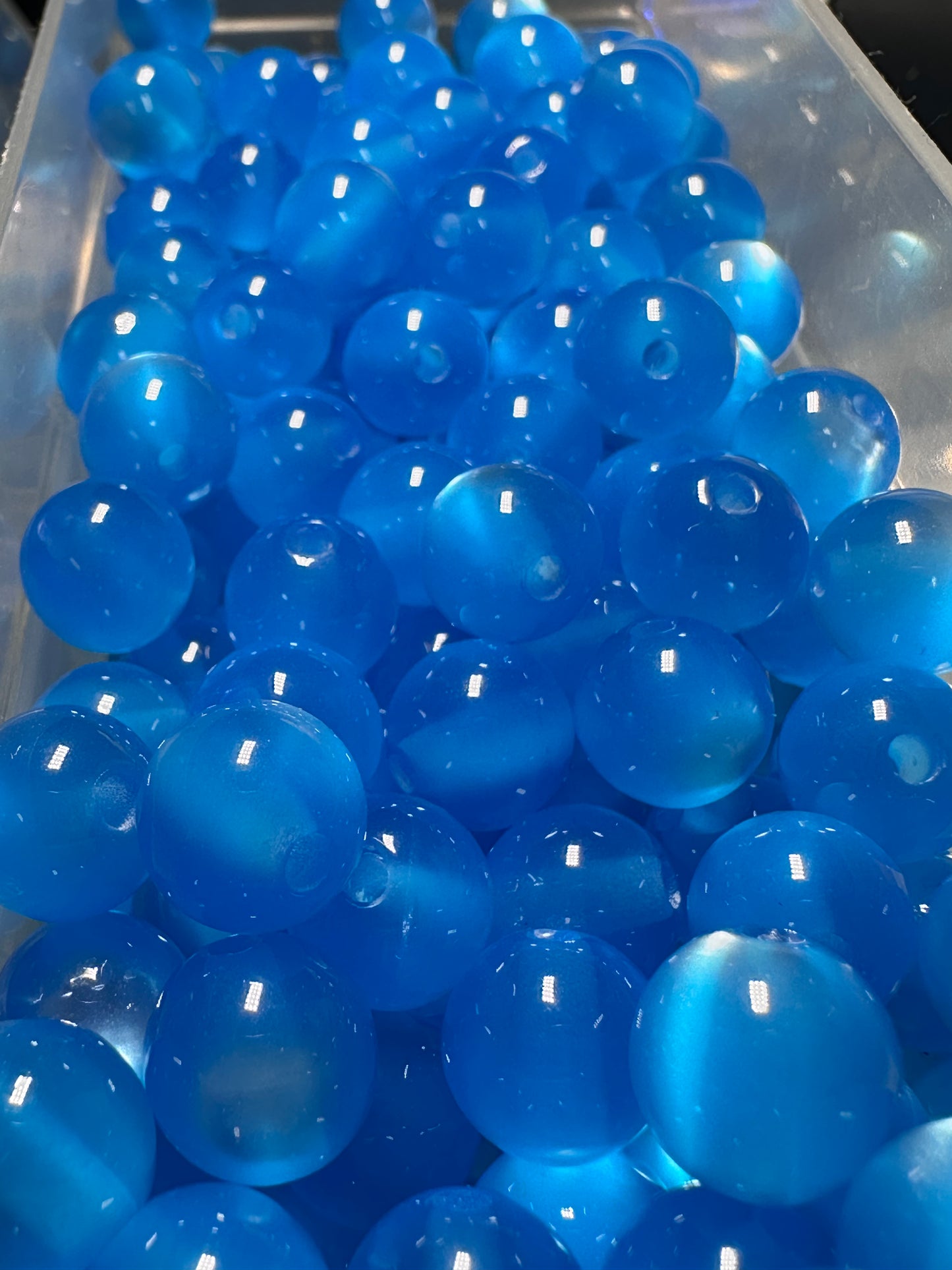 Beautiful Ocean Blue Cat Eye Beads – 10mm sold in sets of 10,25,or 50