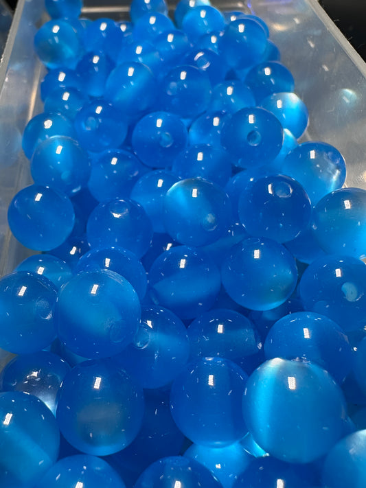 Beautiful Ocean Blue Cat Eye Beads – 12mm sold in sets of 10,25,or 50