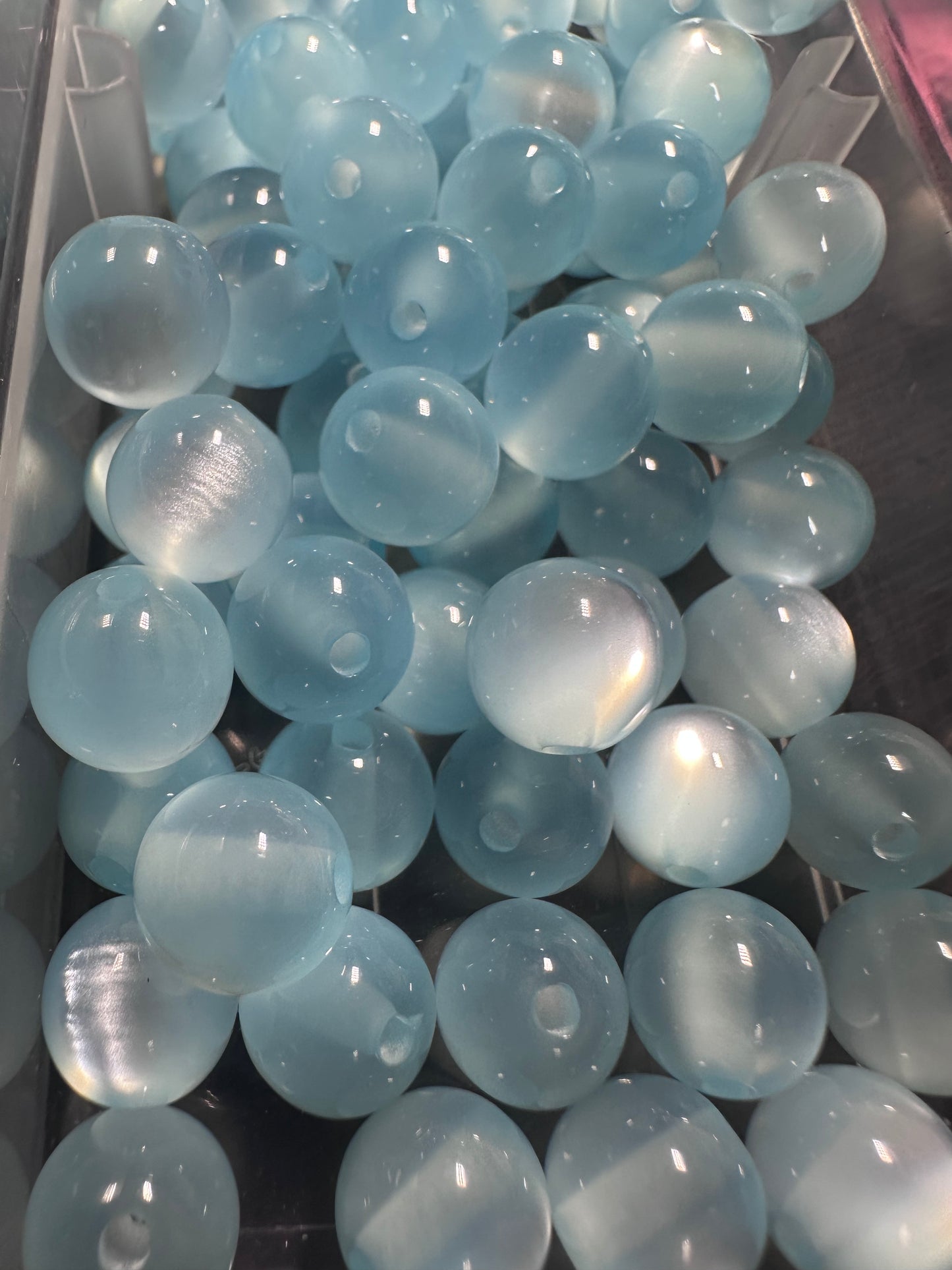 Baby Blue Cat Eye Beads – 10mm sold in sets of 10,25,or 50