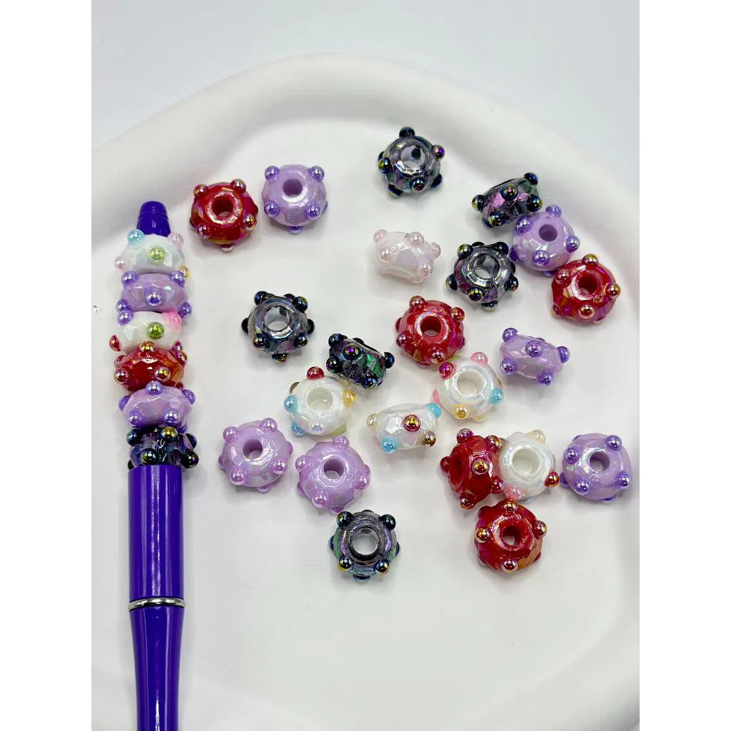 Knobby Spacer beads/acrylic faceted beads/ Ten (10) beads included/ wheel shaped beads/ pen beading beads / keychain beads/ DIY/ wheel beads/