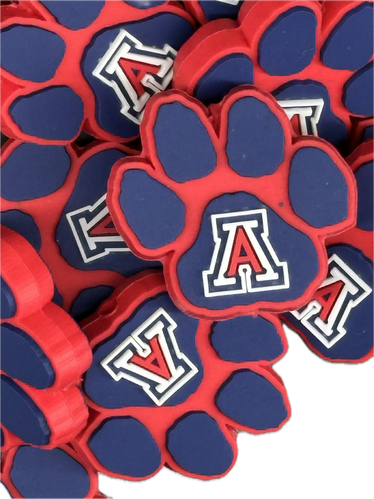 Arizona Wildcats/ University of Arizona focal bead / sports silicone bead