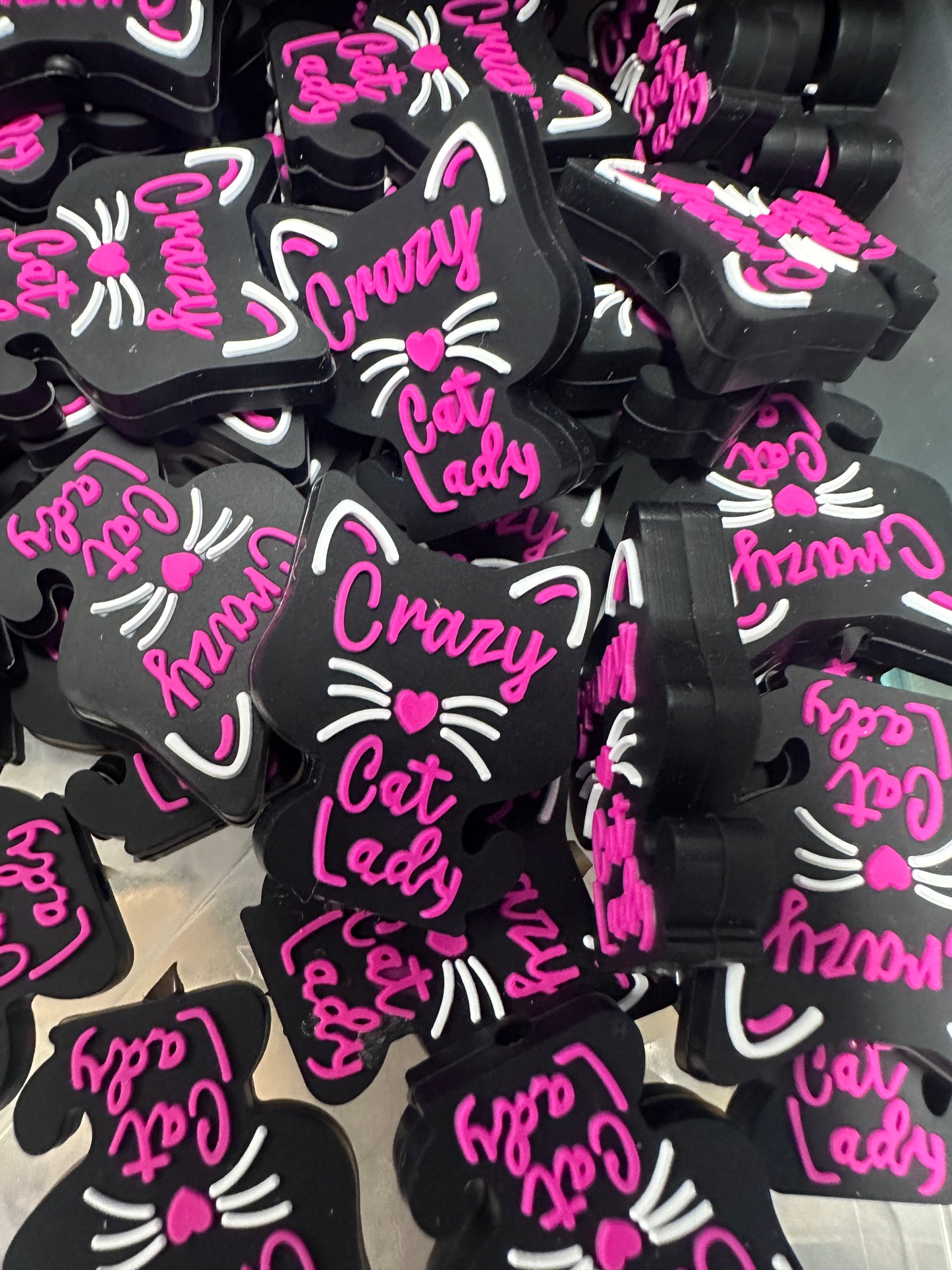 Crazy cat lady silicone focal beads/cat lover