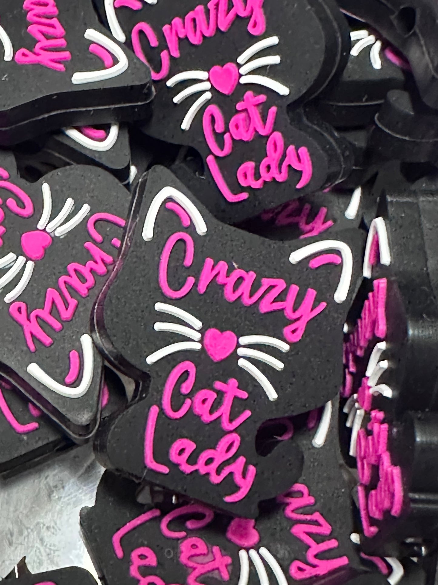 Crazy cat lady silicone focal beads/cat lover
