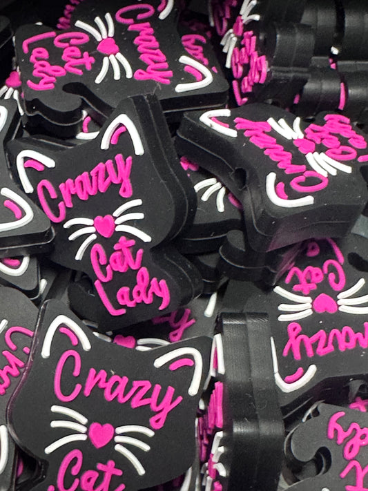 Crazy cat lady silicone focal beads/cat lover
