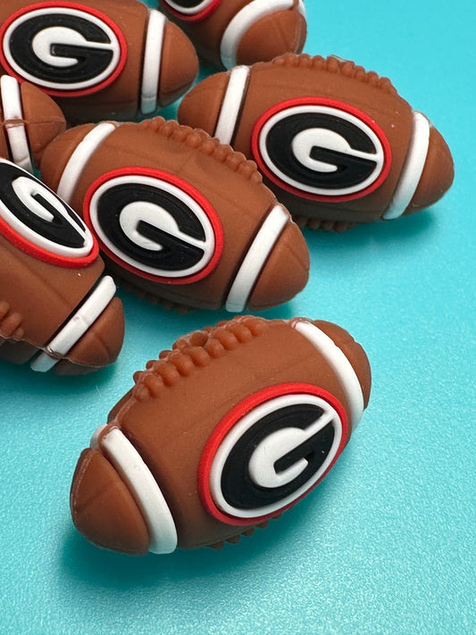 3D football shaped Georgia Bulldogs focal bead