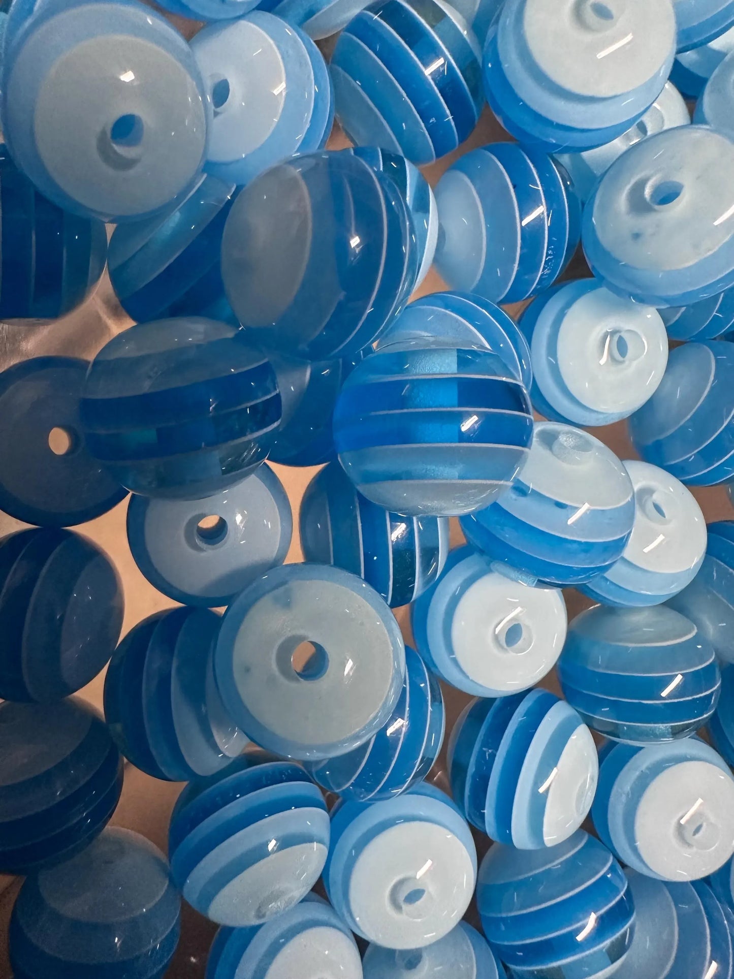 Striped blue shades beads included -- 16mm set of ten (10)