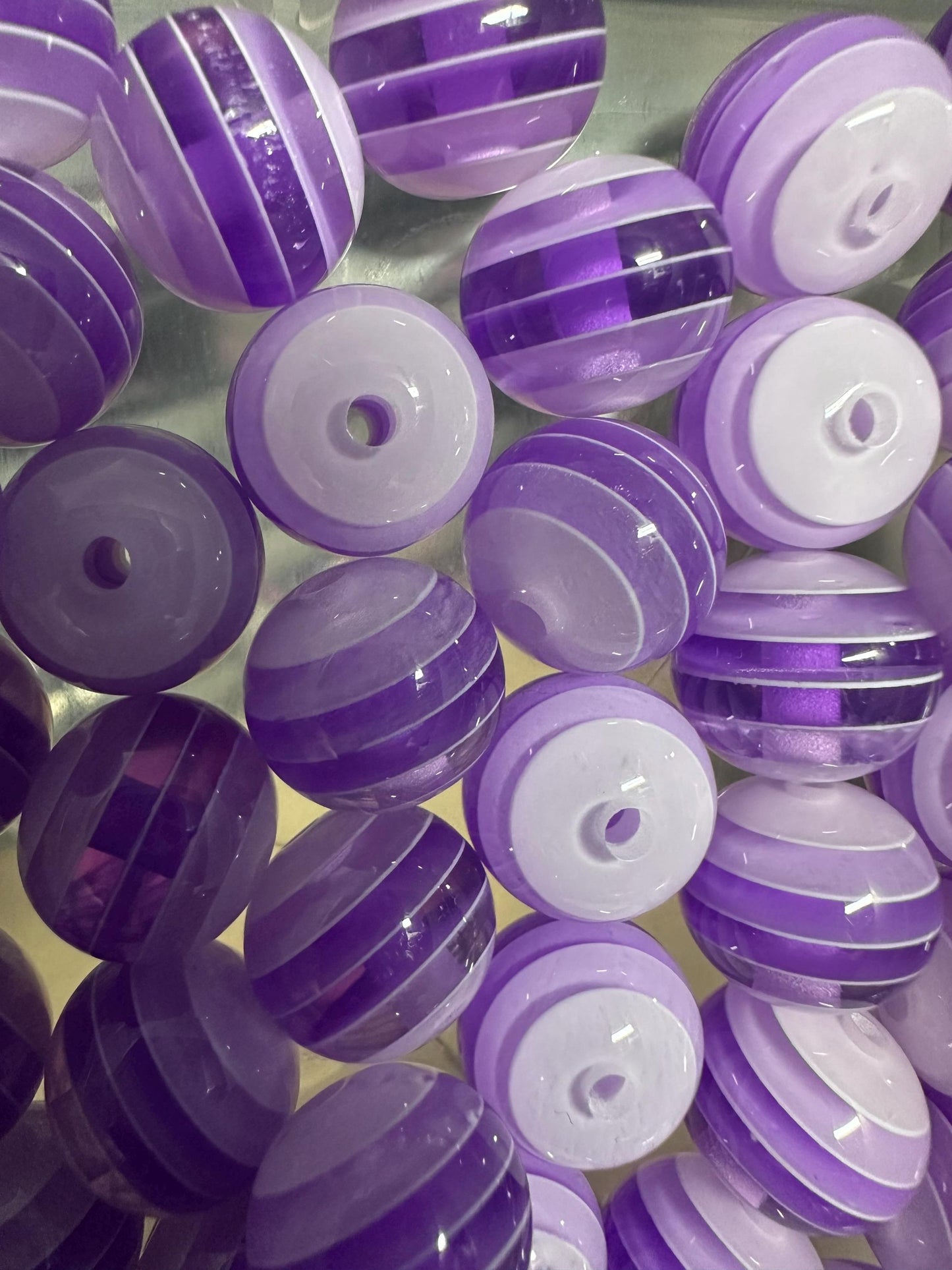 Striped purple shades beads included -- 16mm set of ten (10)