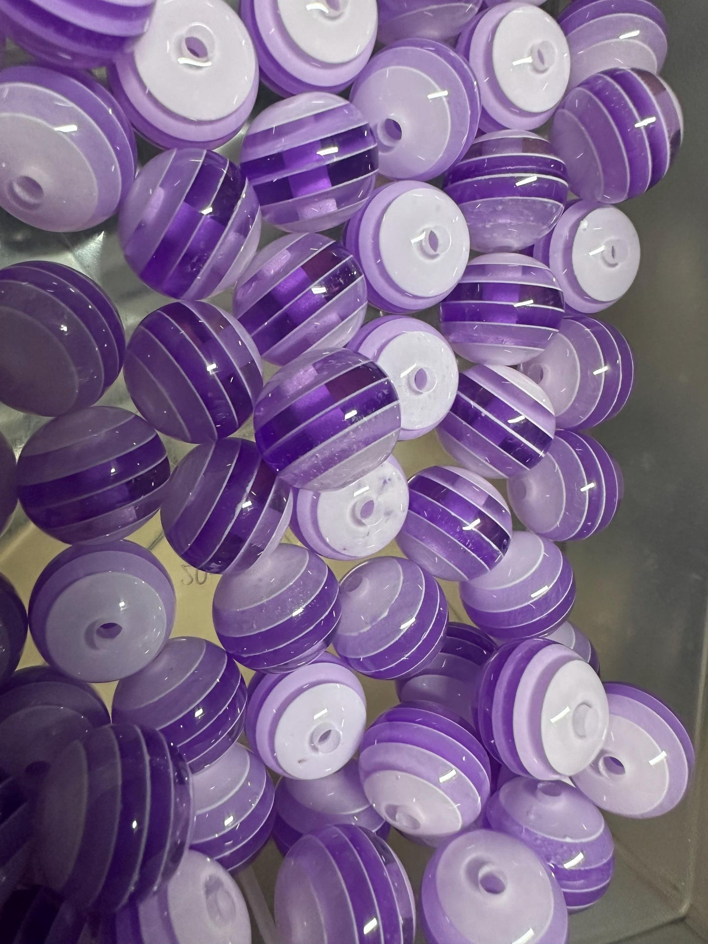 Striped purple shades beads included -- 16mm set of ten (10)