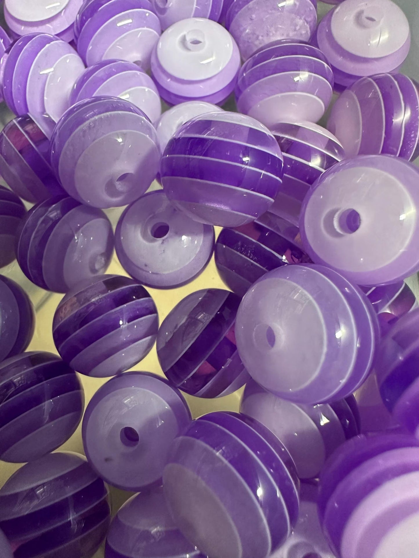 Striped purple shades beads included -- 16mm set of ten (10)