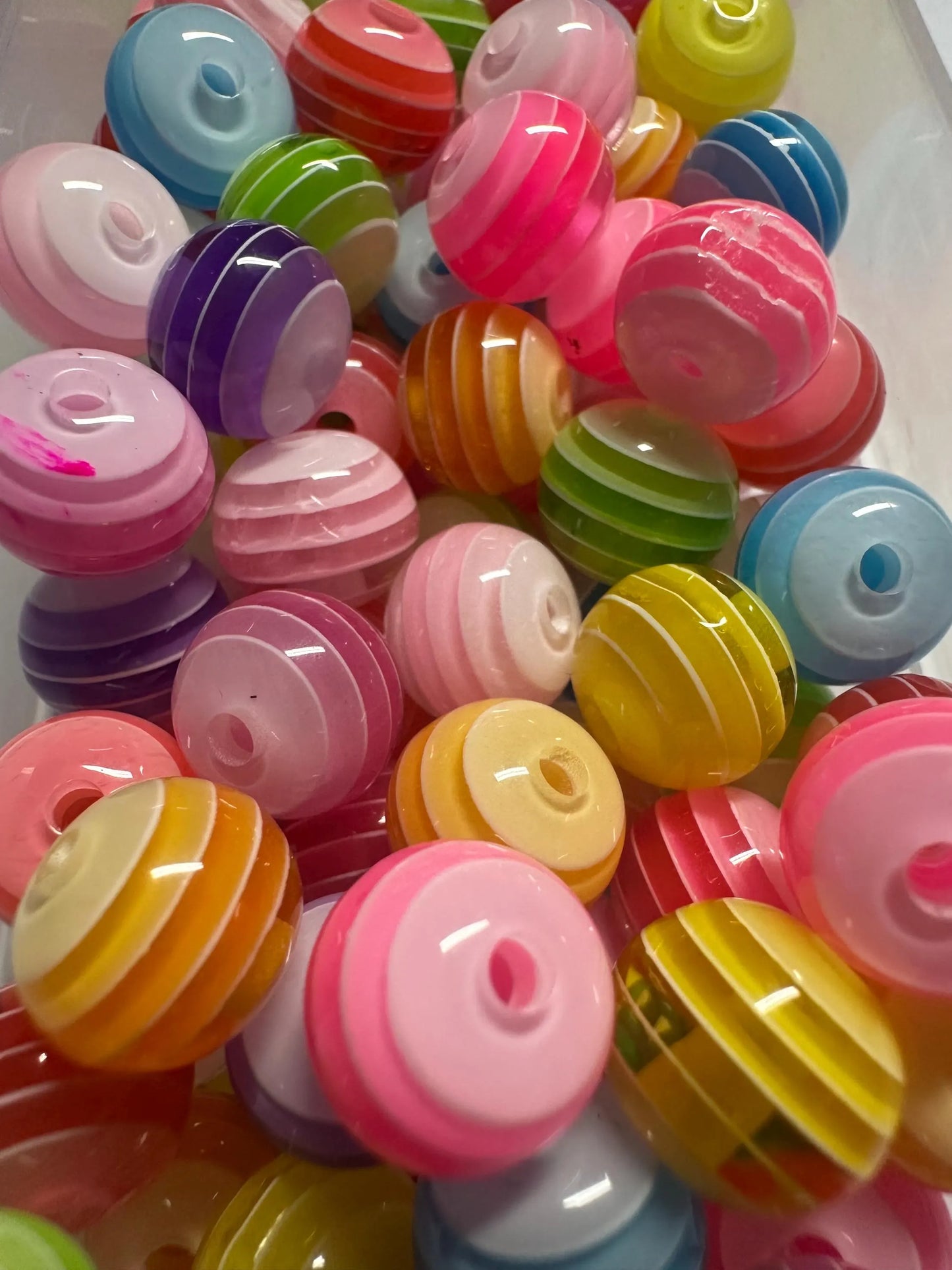 Striped assorted colors beads included -- 12mm set of ten (10)