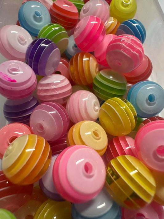 Striped assorted colors beads included -- 12mm set of ten (10)