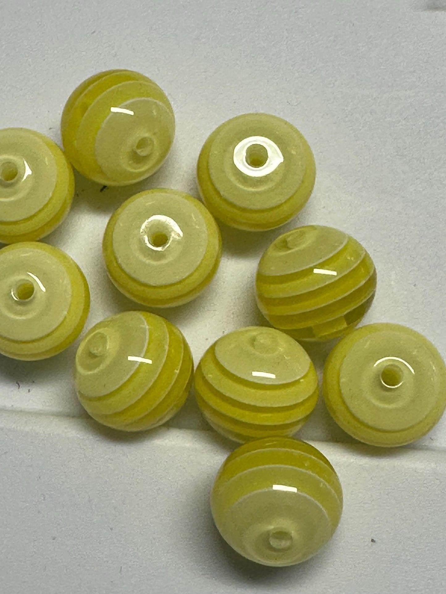 Striped yellow shades beads included -- 16mm set of ten (10)