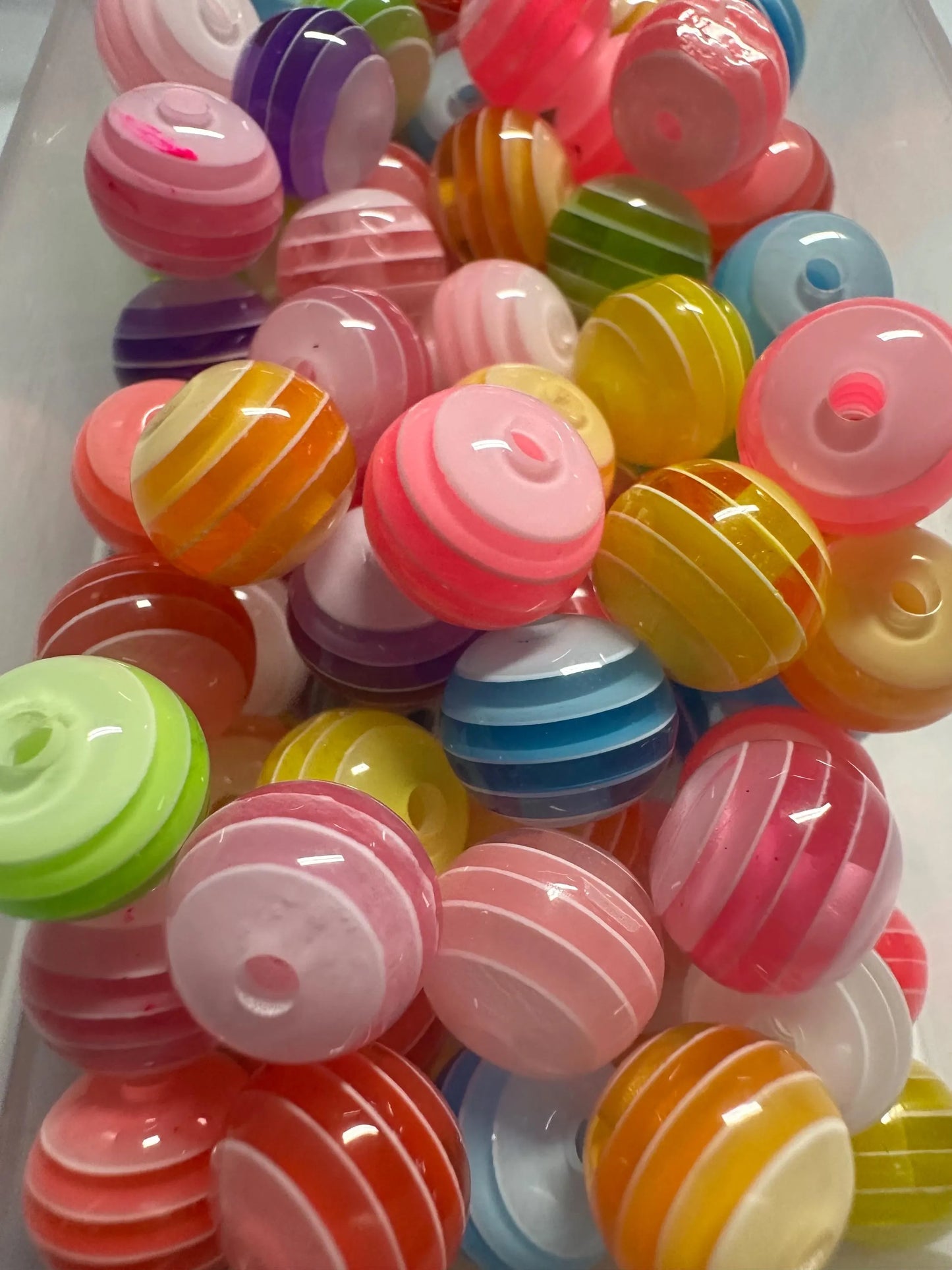 Striped assorted colors beads included -- 12mm set of ten (10)