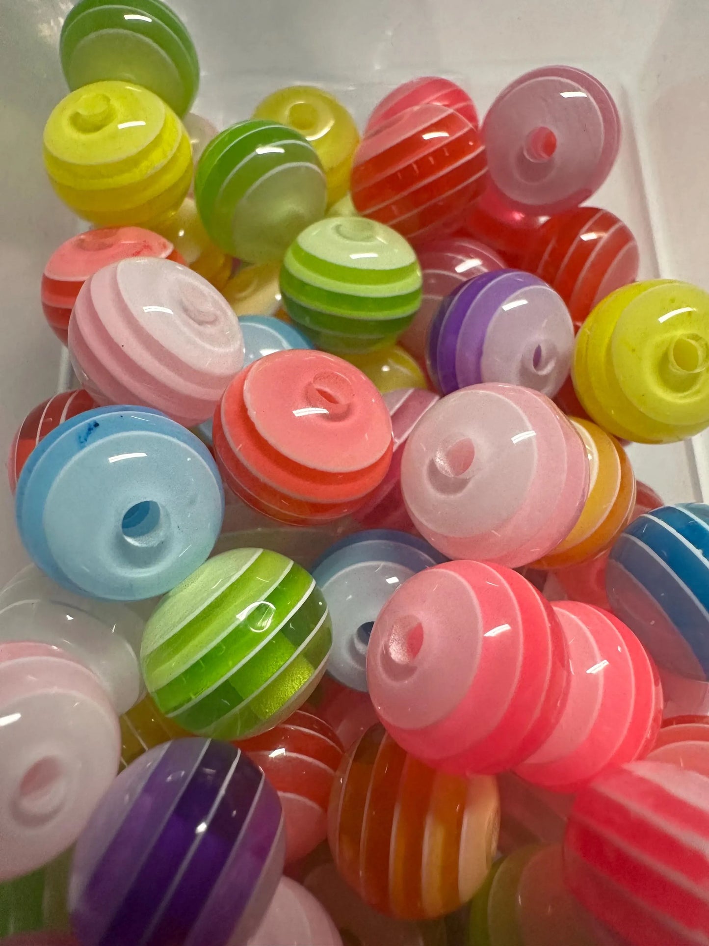 Striped assorted colors beads included -- 12mm set of ten (10)