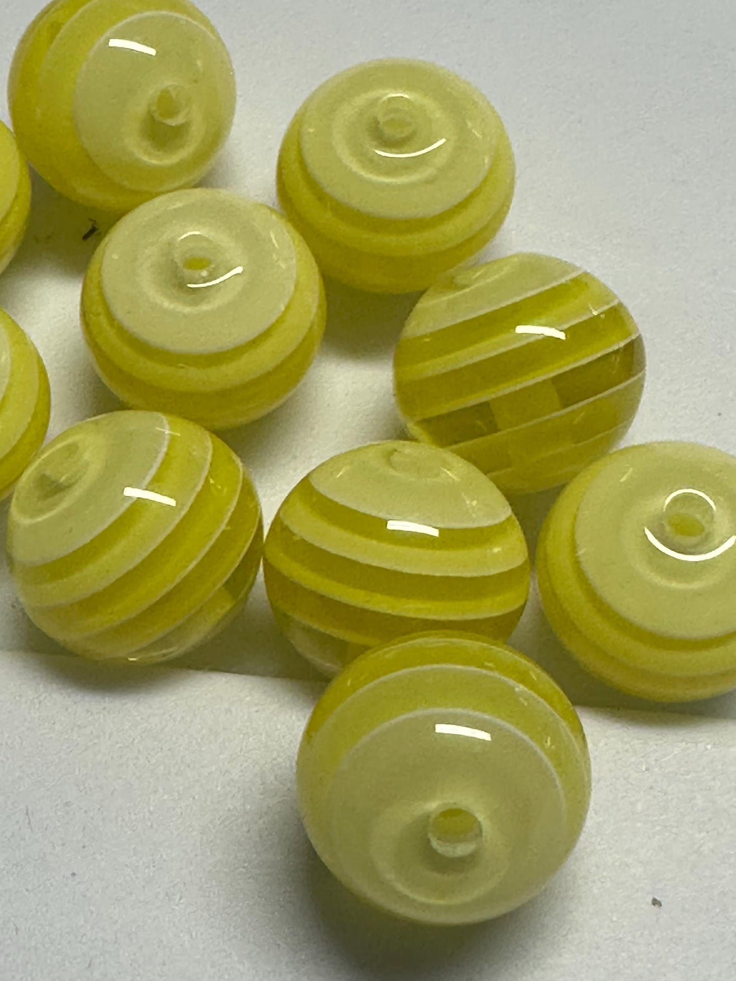 Striped yellow shades beads included -- 16mm set of ten (10)