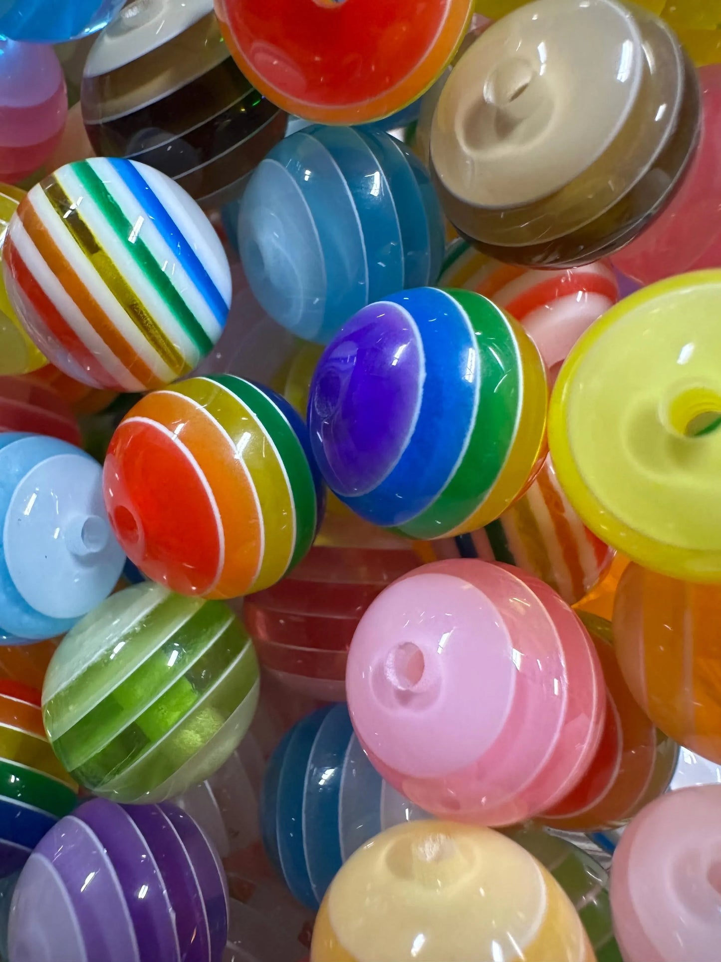 Striped assorted colors beads included -- 16mm set of ten (10)