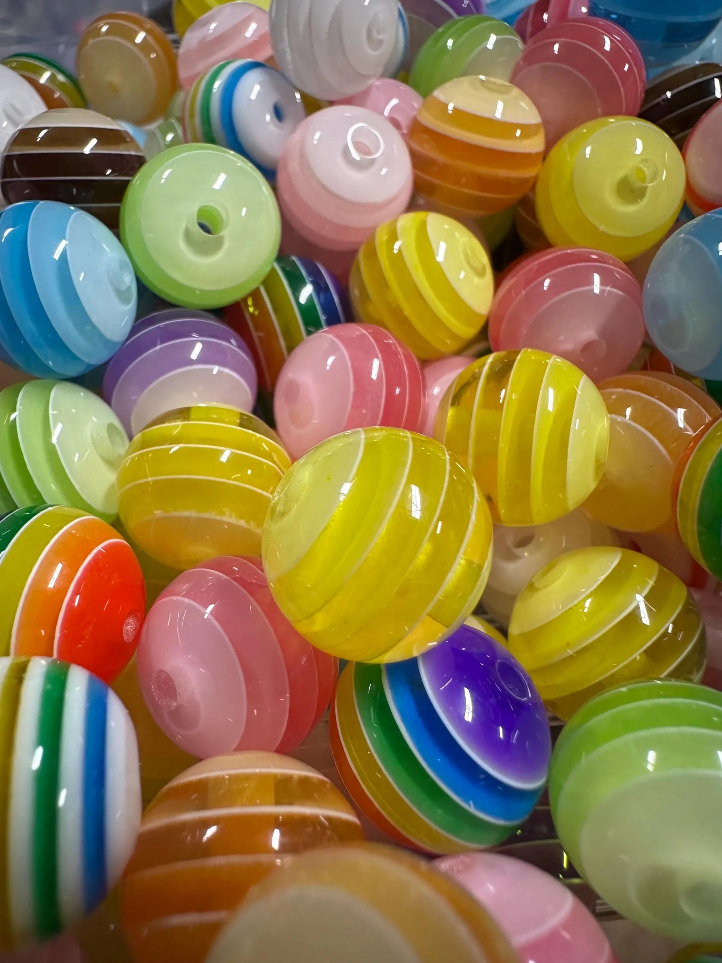 Striped assorted colors beads included -- 16mm set of ten (10)
