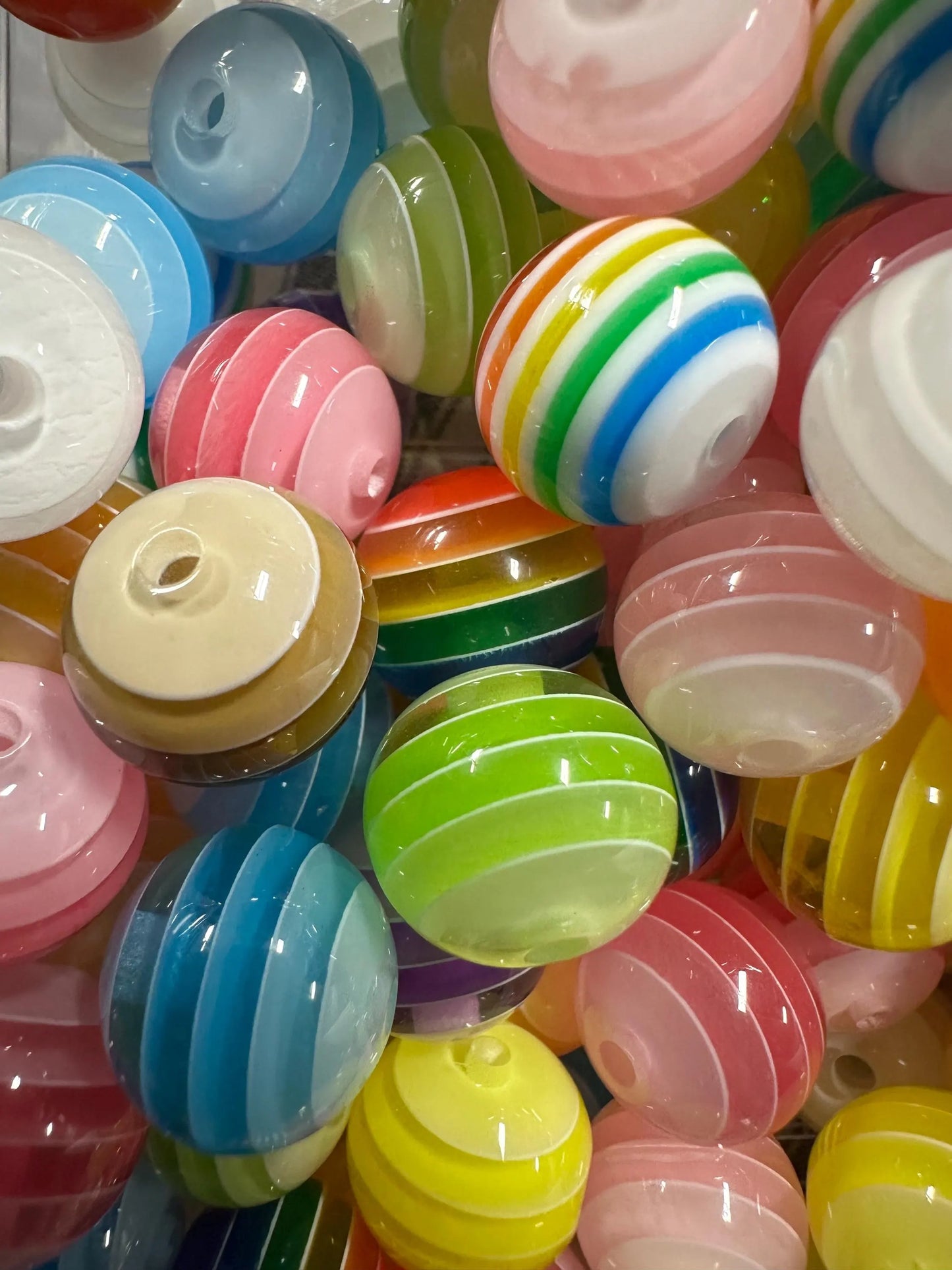 Striped assorted colors beads included -- 16mm set of ten (10)