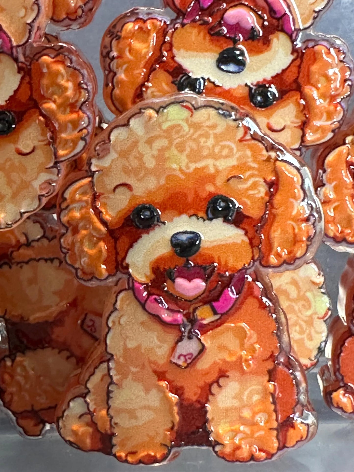 Poodle Doodle dog acrylic focal bead- set of 2/ focal bead/ pen beading / keychain bead/