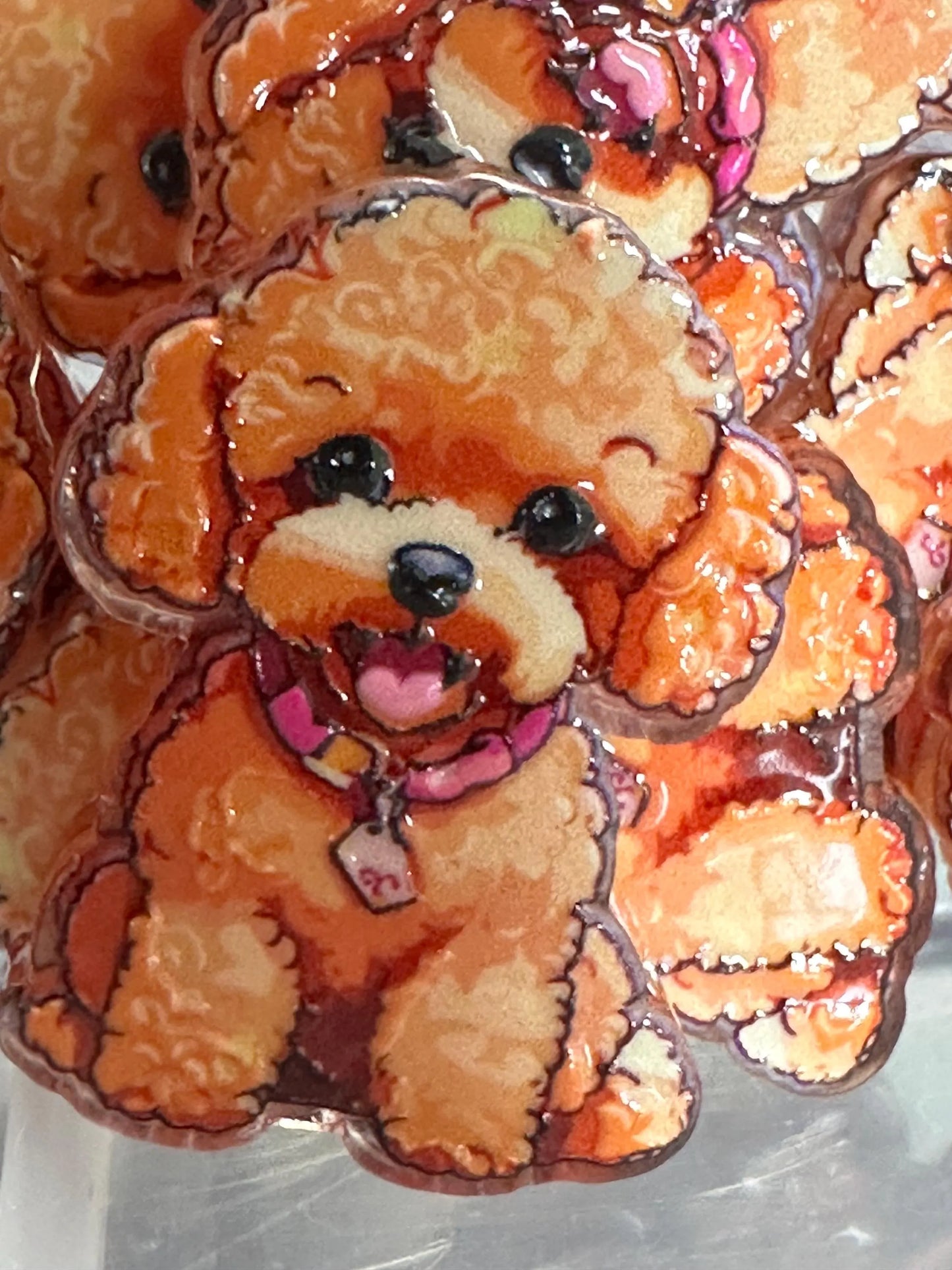 Poodle Doodle dog acrylic focal bead- set of 2/ focal bead/ pen beading / keychain bead/