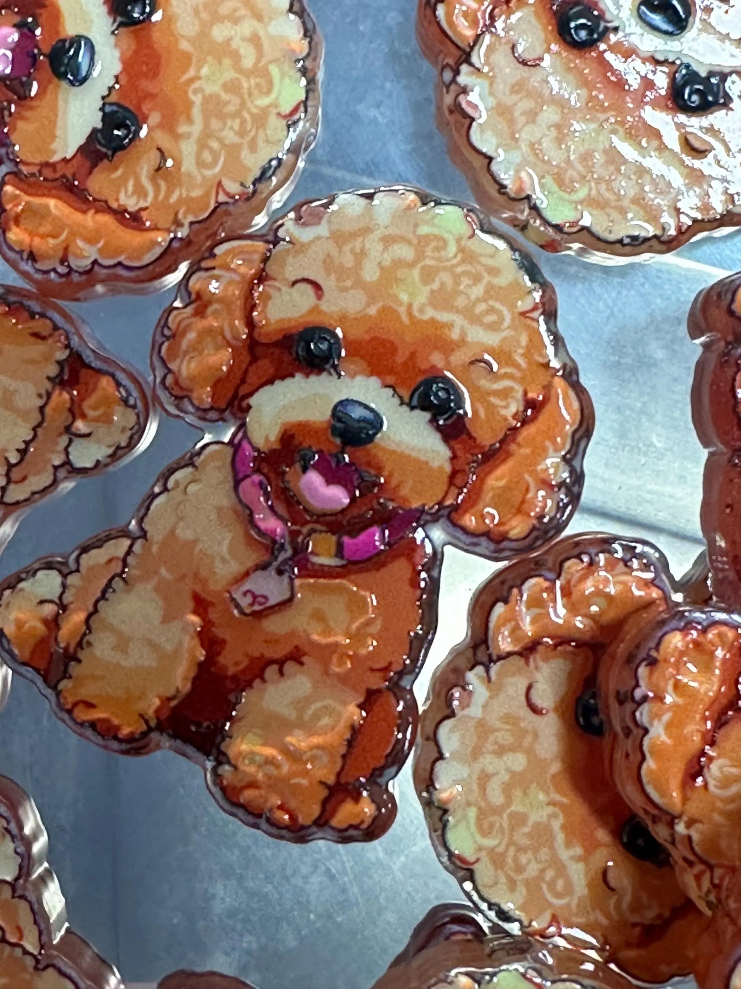Poodle Doodle dog acrylic focal bead- set of 2/ focal bead/ pen beading / keychain bead/